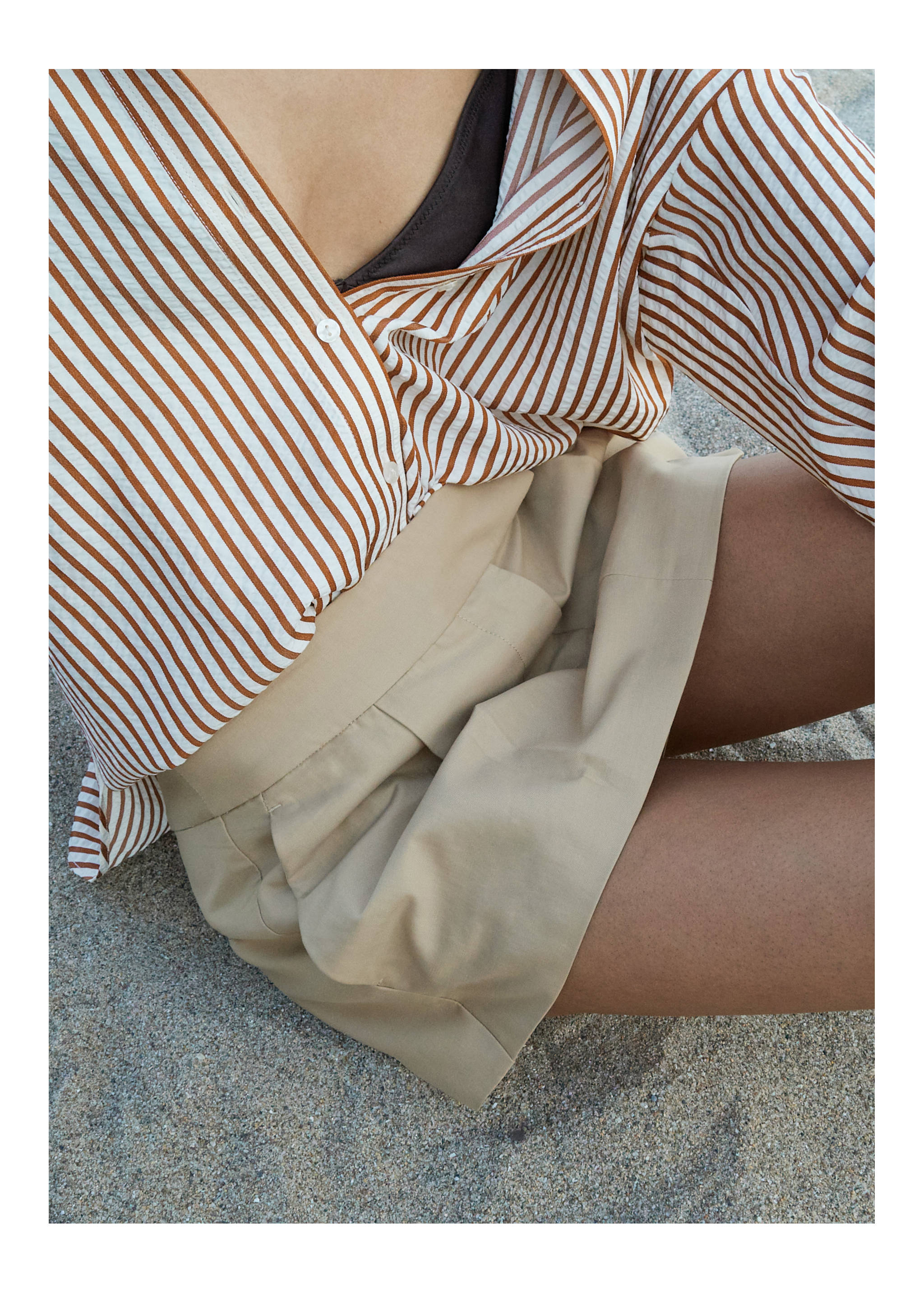 Camisa recta rayas - Detalle del artículo 3, Naranja tostado. Ref: 17072549-00.