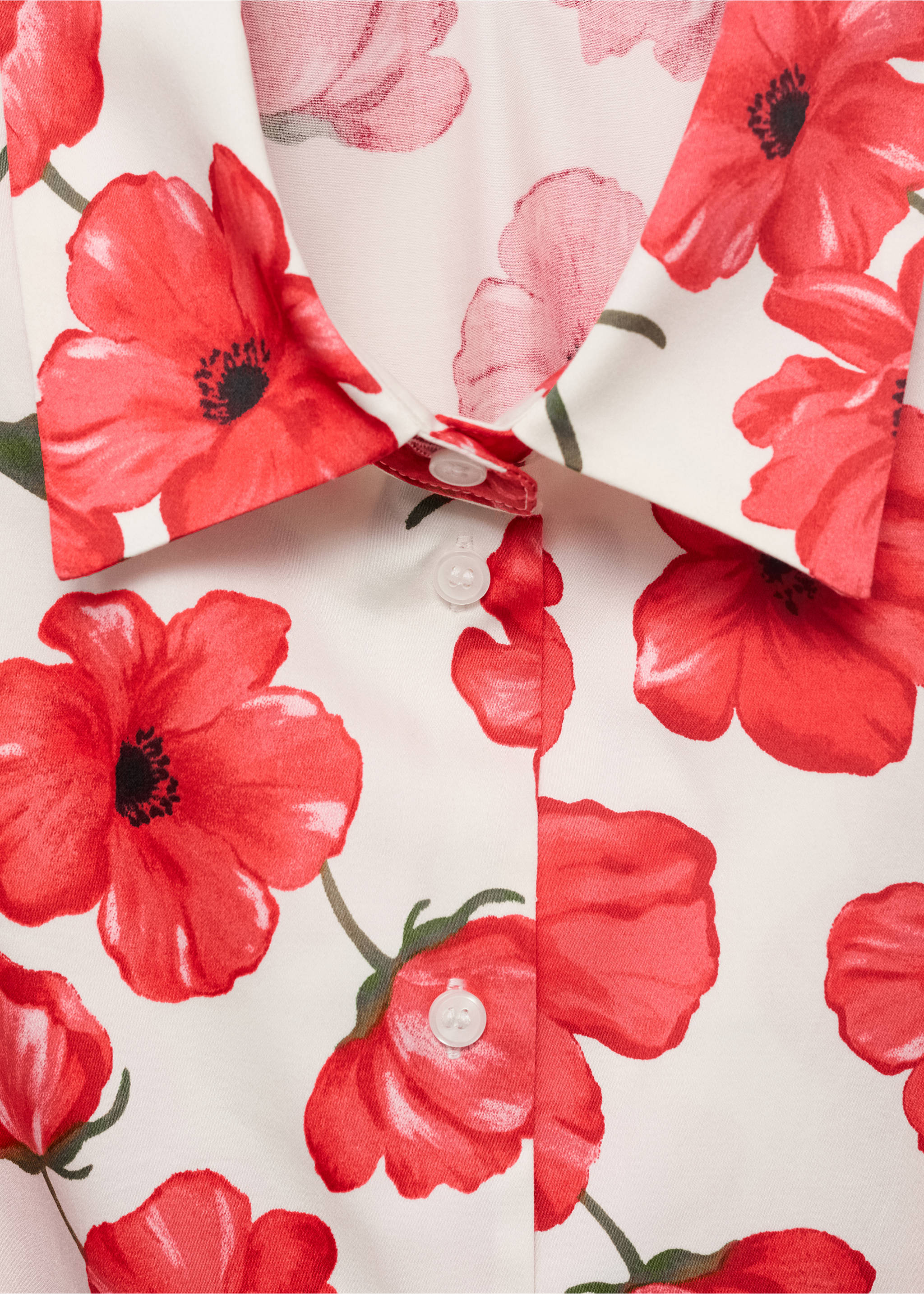 Floral-print poplin shirt - Details of the article 8, Off White. Ref: 17072897-00.