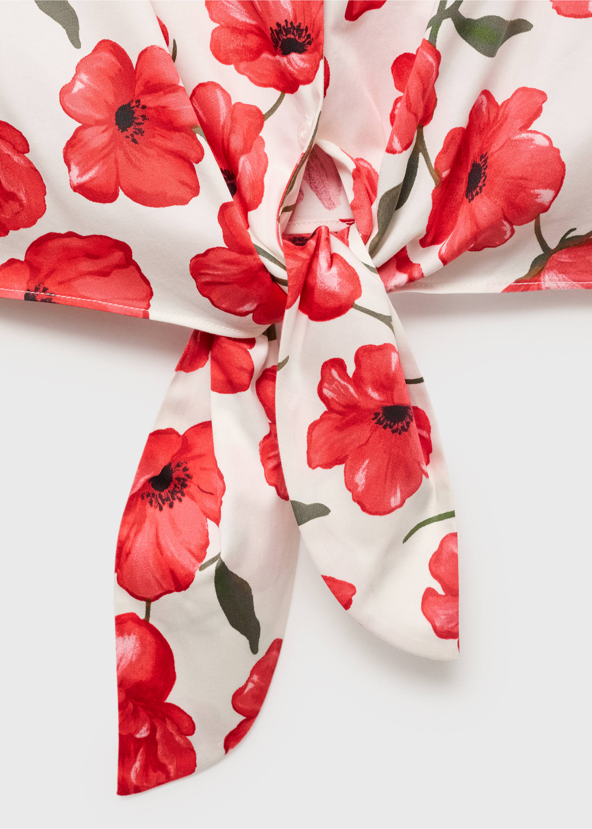 Floral-print poplin shirt - Details of the article 0, Off White. Ref: 17072897-00.