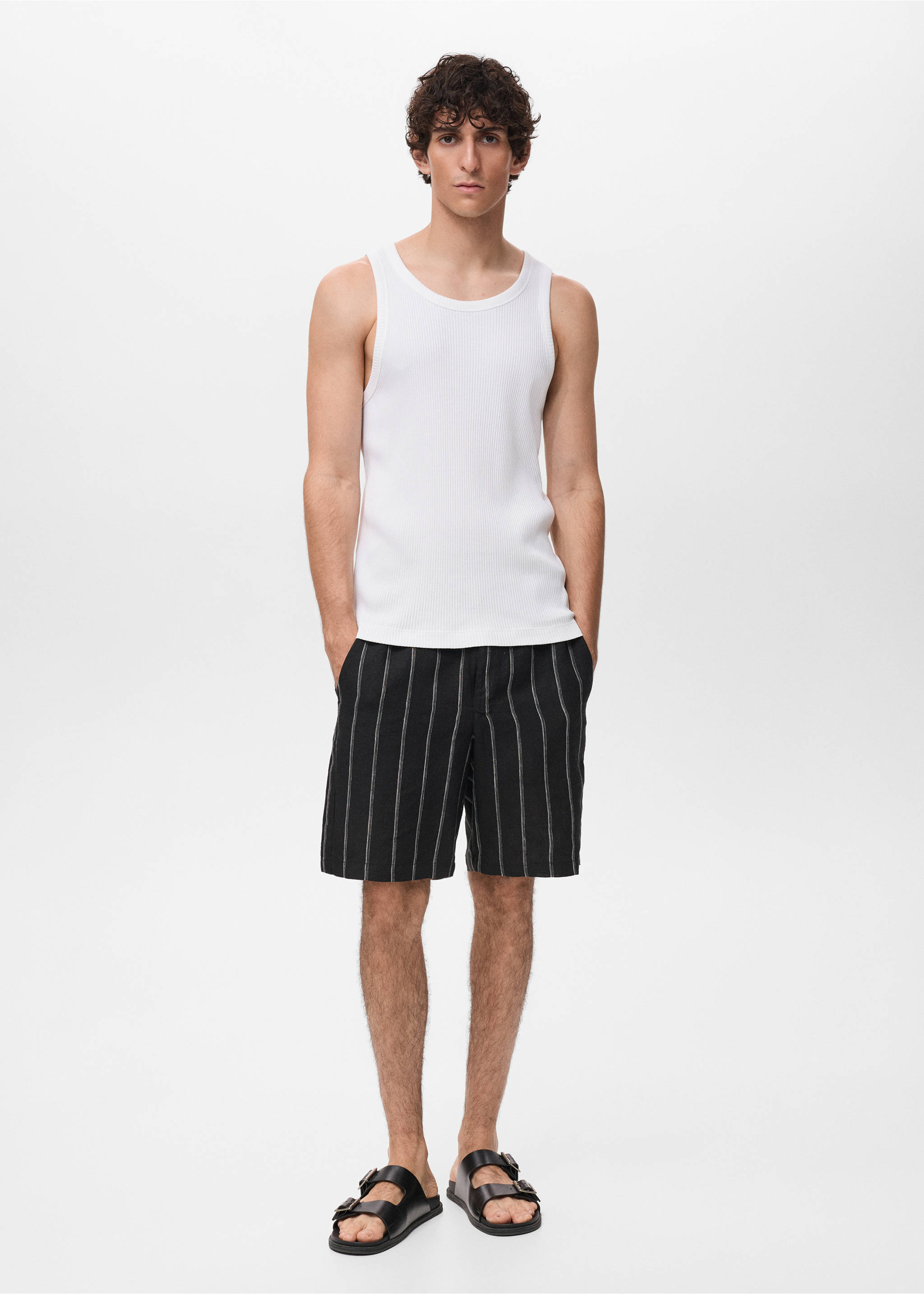 Slim-fit ribbed tank top - General plane, Off White. Ref: 17072898-00.