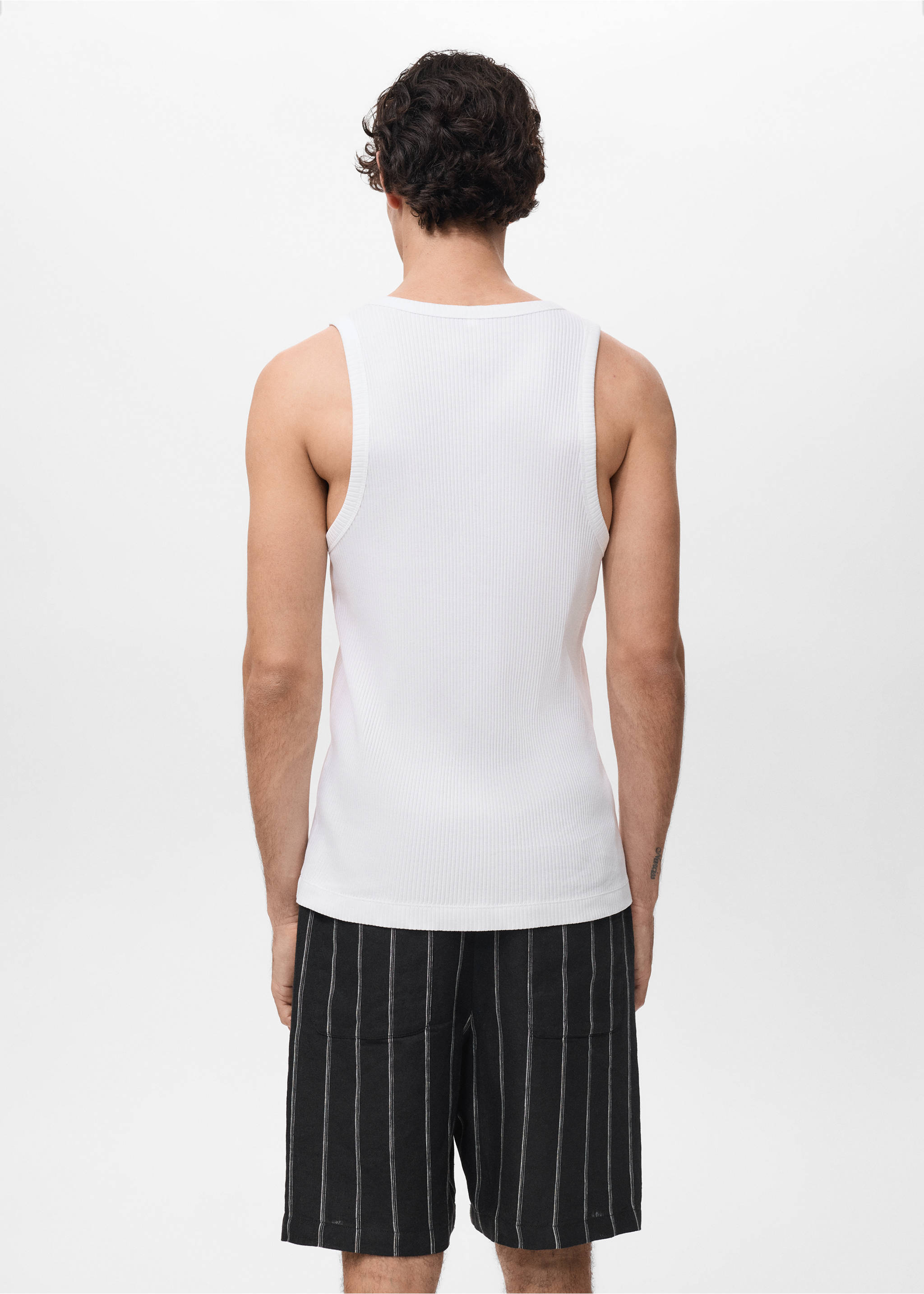 Slim-fit ribbed tank top - Reverse of the article, Off White. Ref: 17072898-00.