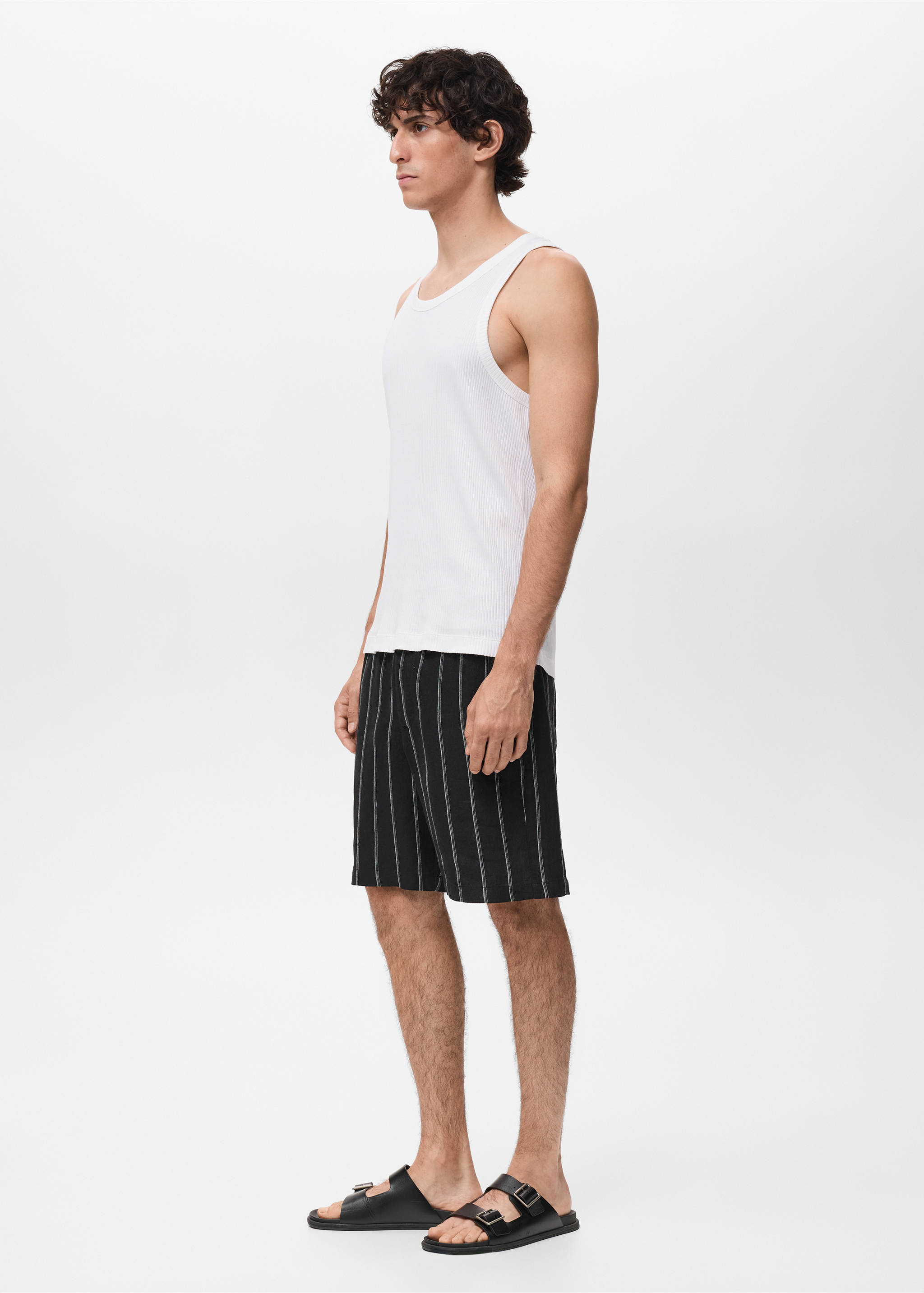 Slim-fit ribbed tank top - Details of the article 2, Off White. Ref: 17072898-00.