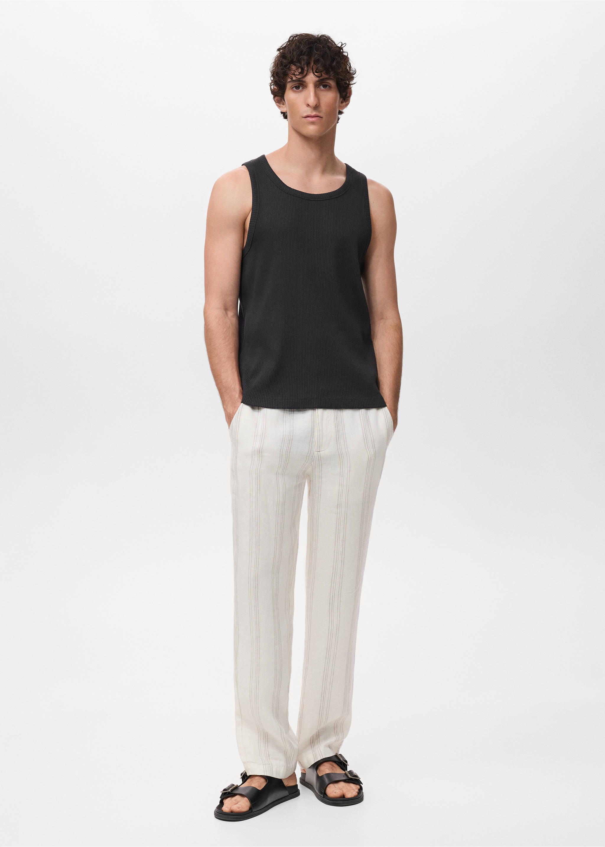 Slim-fit ribbed tank top - General plane, Black. Ref: 17072898-00.