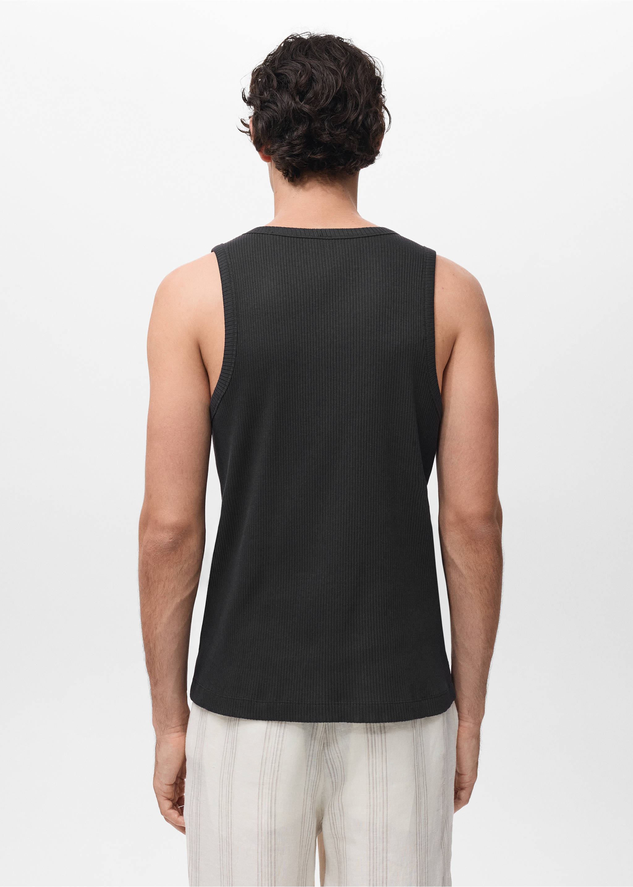 Slim-fit ribbed tank top - Reverse of the article, Black. Ref: 17072898-00.