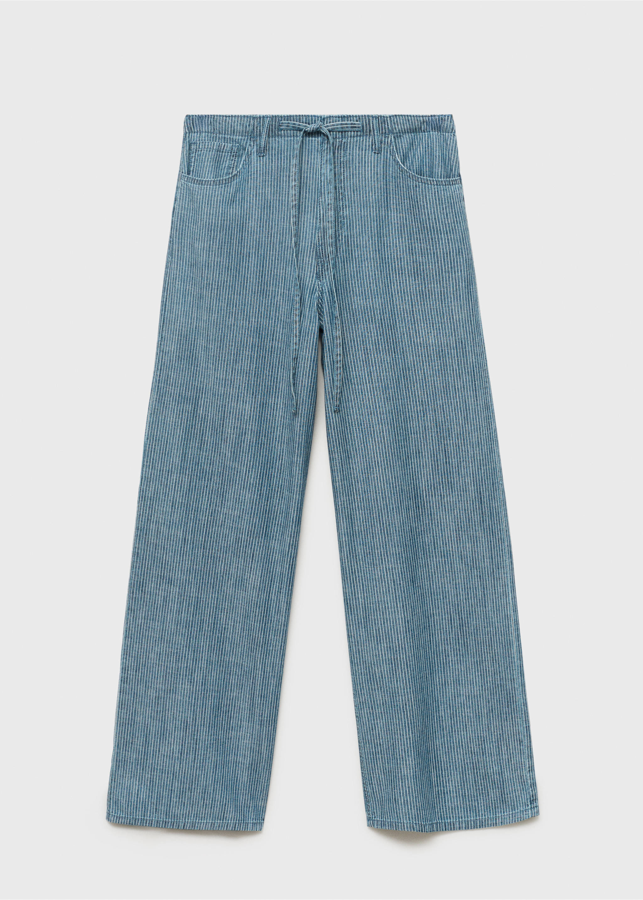Pantalón denim wide leg cinturón - Article sans modèle, Bleu. Ref: 17072902-00.