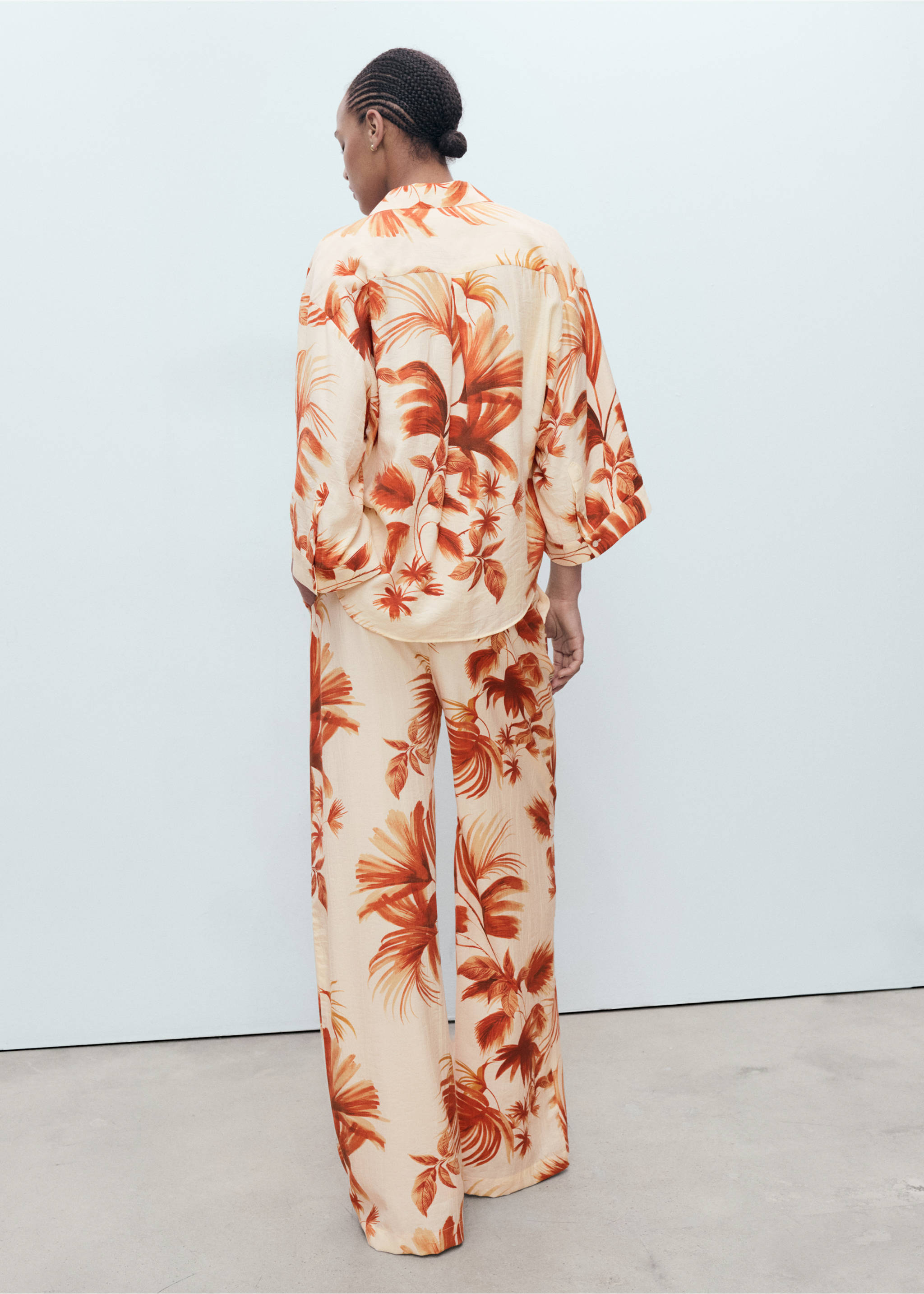 Palm-tree shirt with three-quarter sleeves - Reverse of the article, Off White. Ref: 17072905-00.