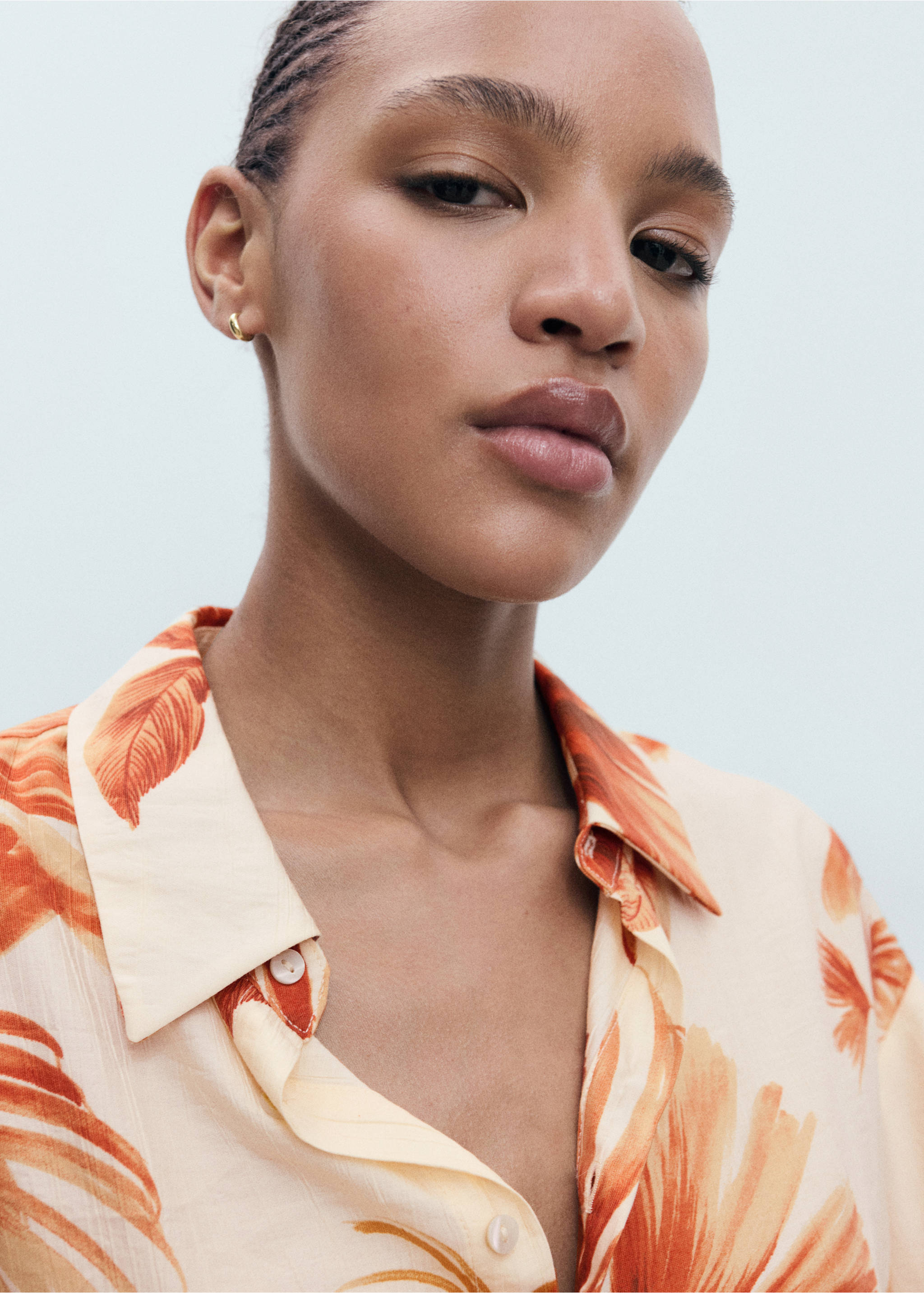 Palm-tree shirt with three-quarter sleeves - Details of the article 1, Off White. Ref: 17072905-00.