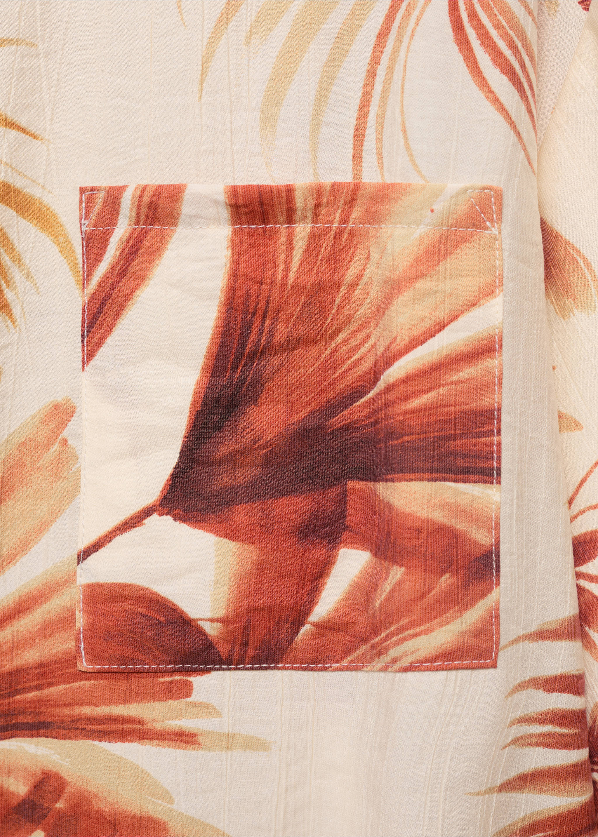 Palm-tree shirt with three-quarter sleeves - Details of the article 0, Off White. Ref: 17072905-00.