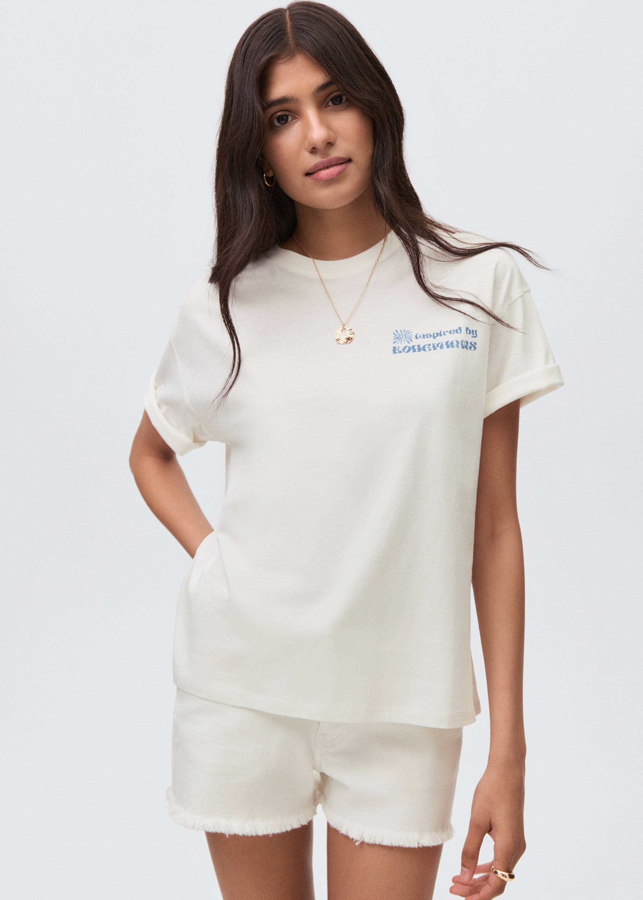 T-shirt coton imprimé - Plan moyen