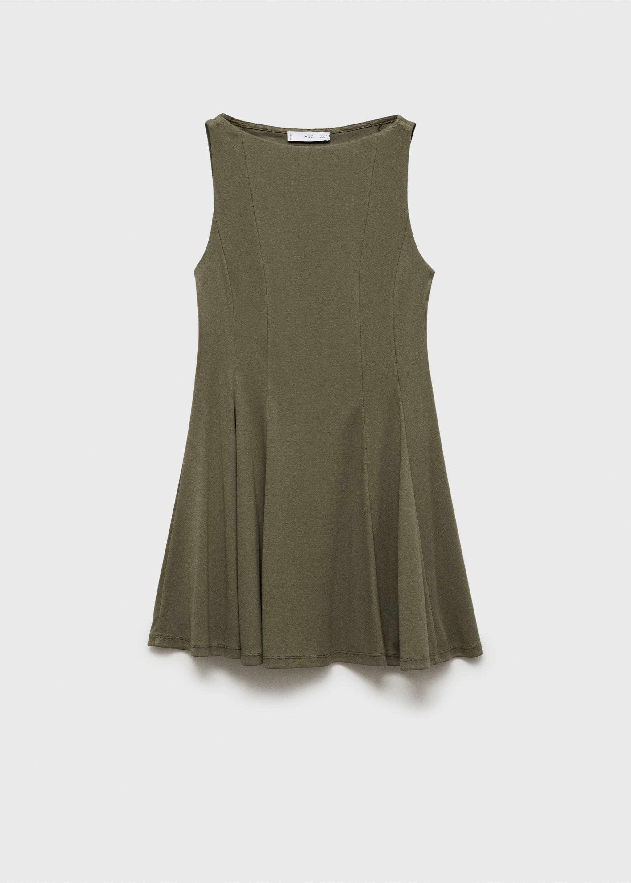 Rochie plisată evazată - Articol fără model, Kaki. Ref: 17072909-00.