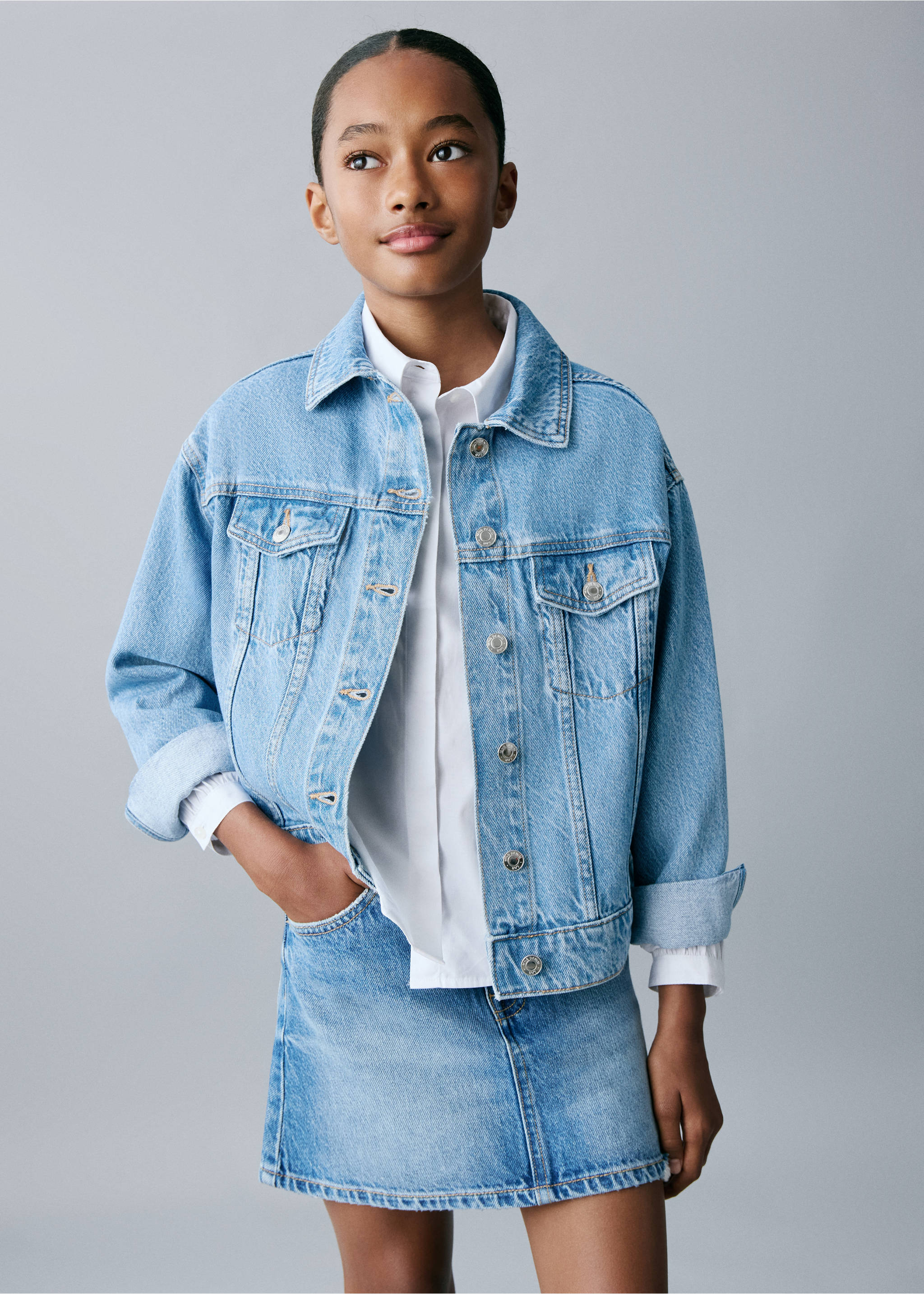 Basic denim jacket - Medium plane, Medium Blue. Ref: 17072911-00.