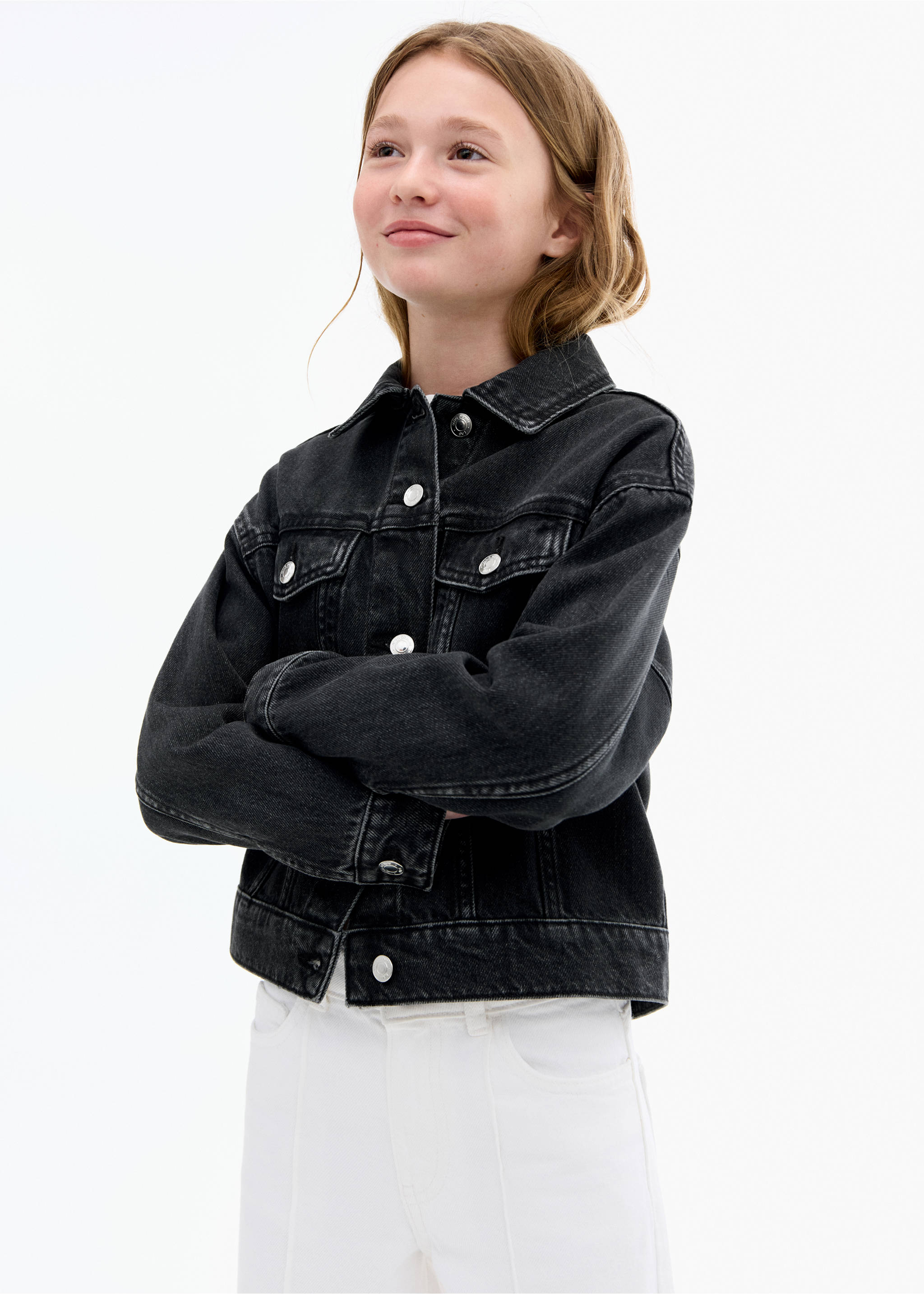 Basic denim jacket - Medium plane, Black denim. Ref: 17072911-00.