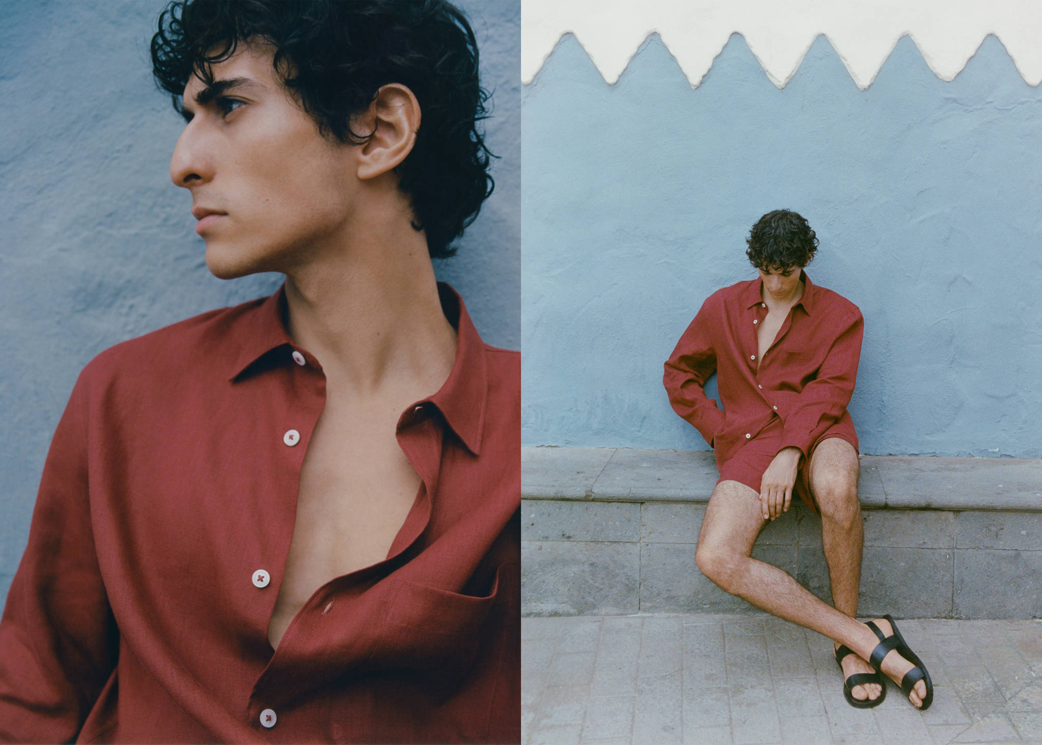 100% linen shirt with pocket - Panoramic plane