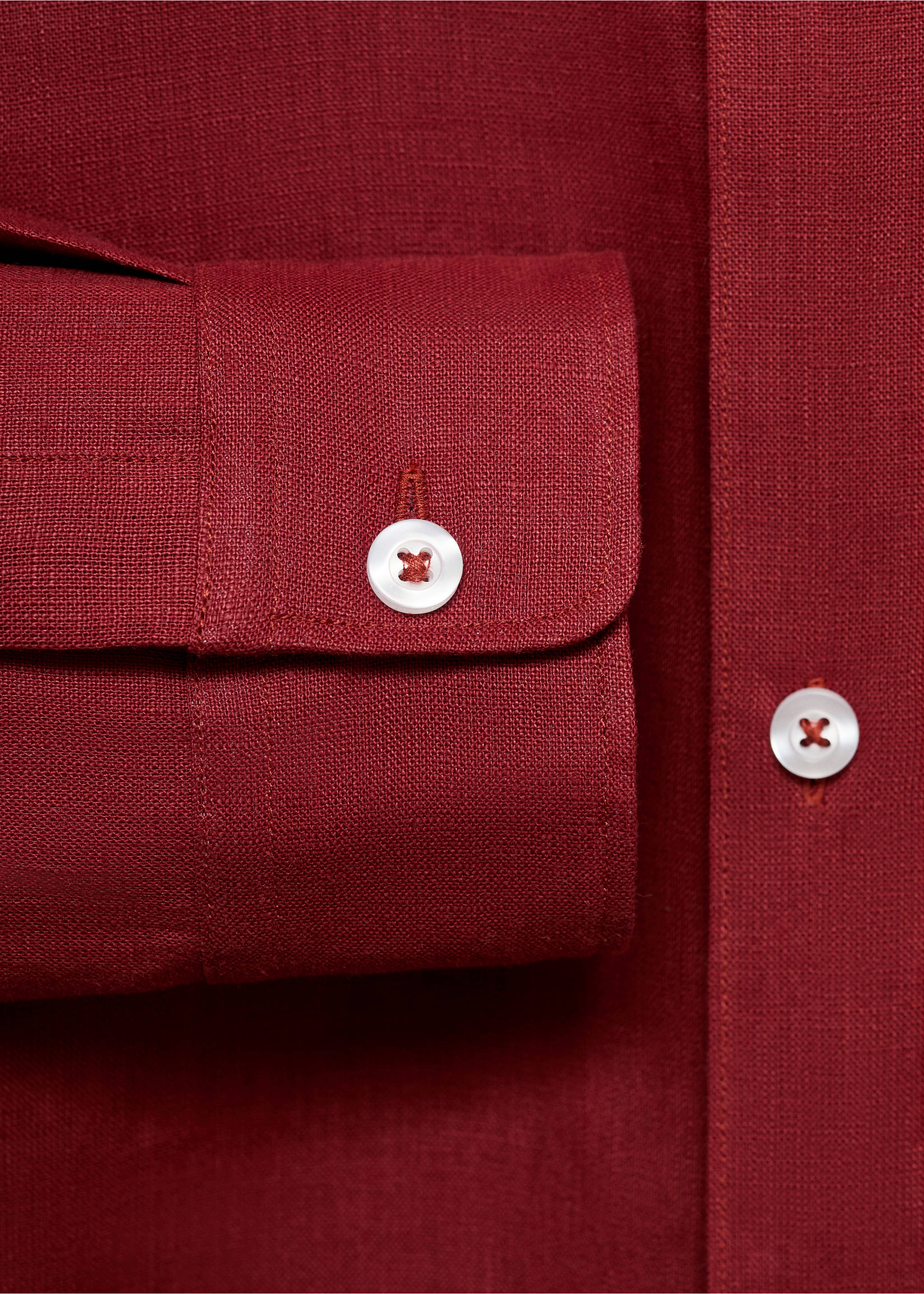 100% linen shirt with pocket - Details of the article 0, Cherry. Ref: 17072912-00.