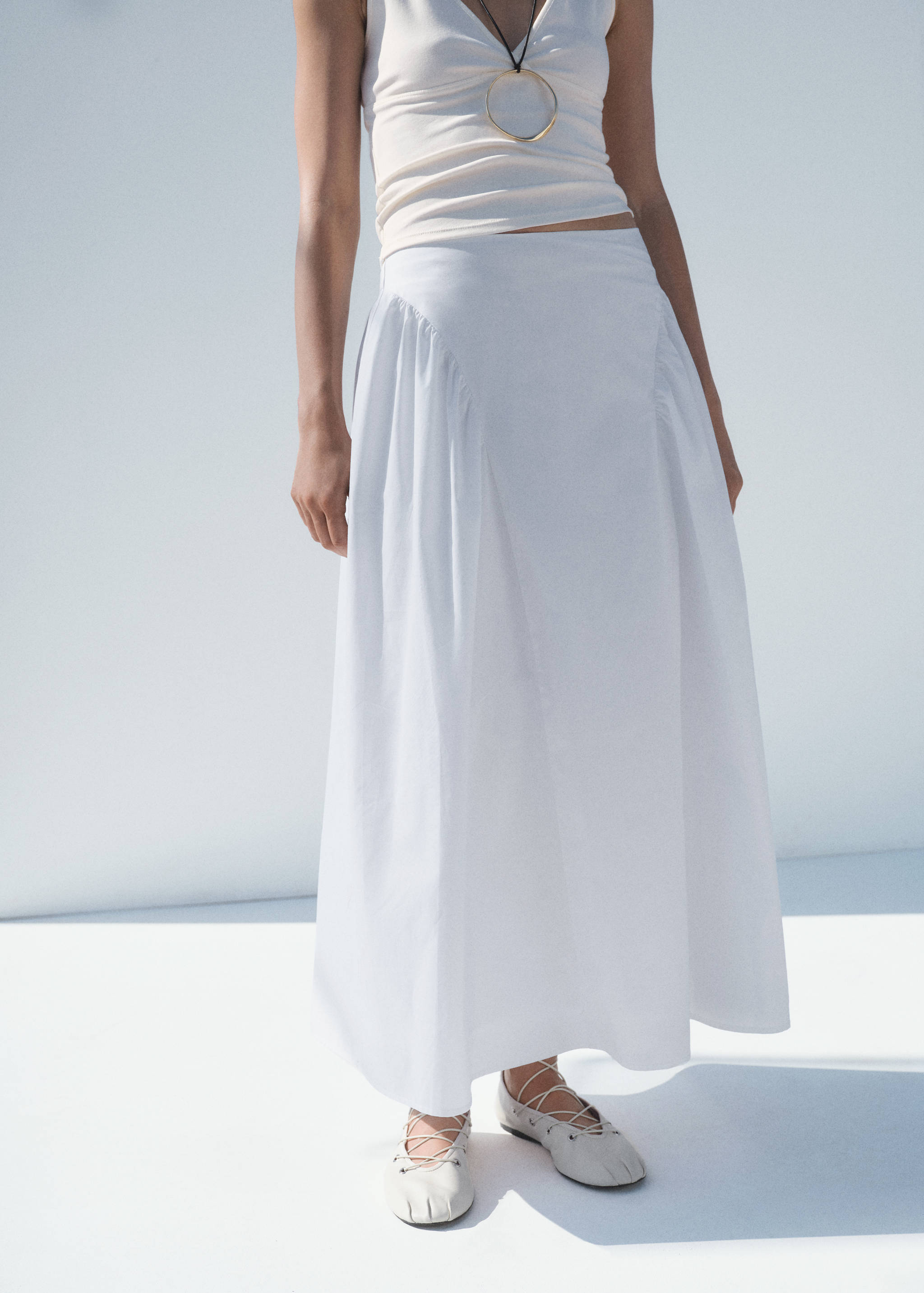 Midi cotton skirt with pleats - Reverse of the article