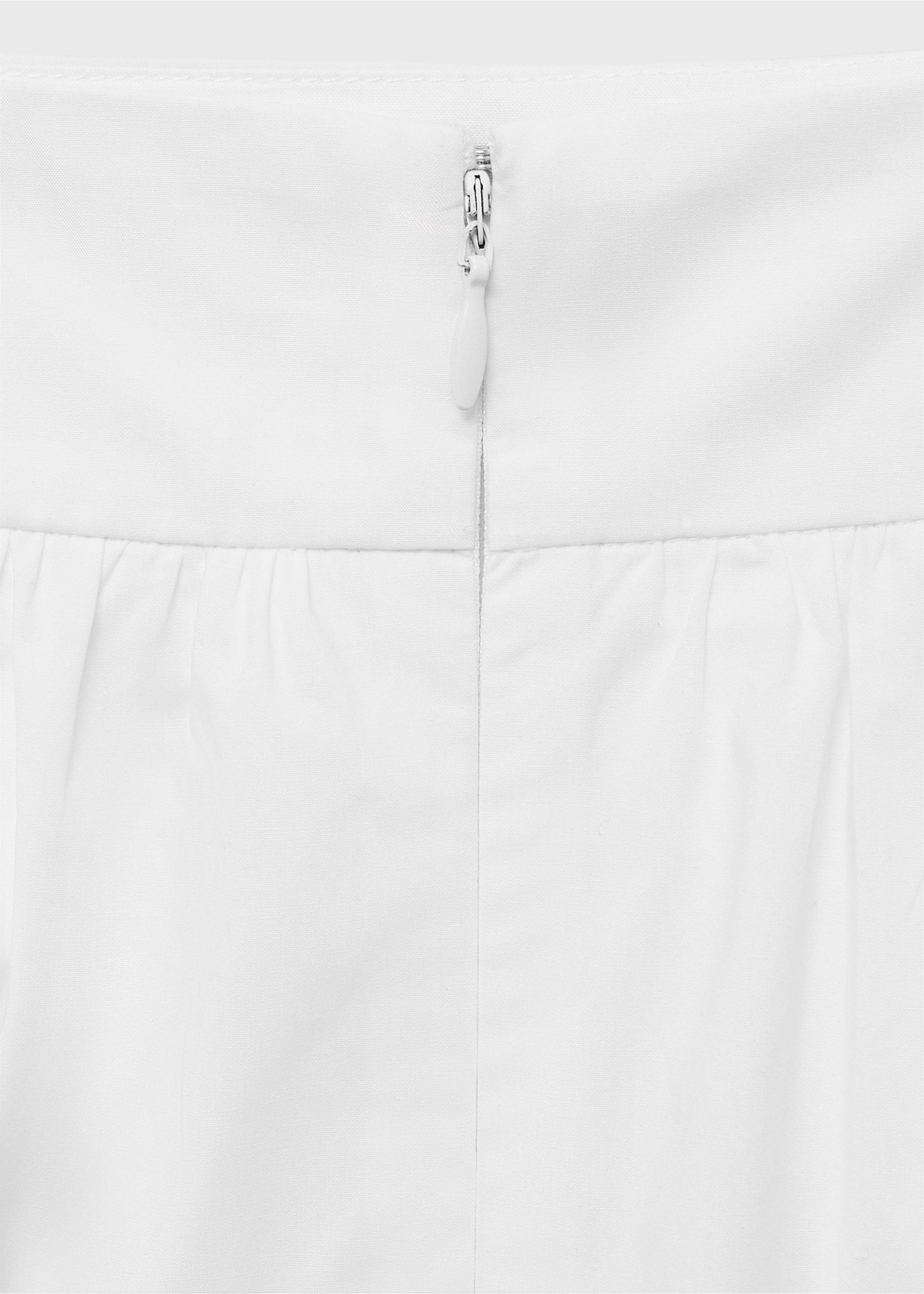 Midi cotton skirt with pleats - Details of the article 7, White. Ref: 17072925-00.