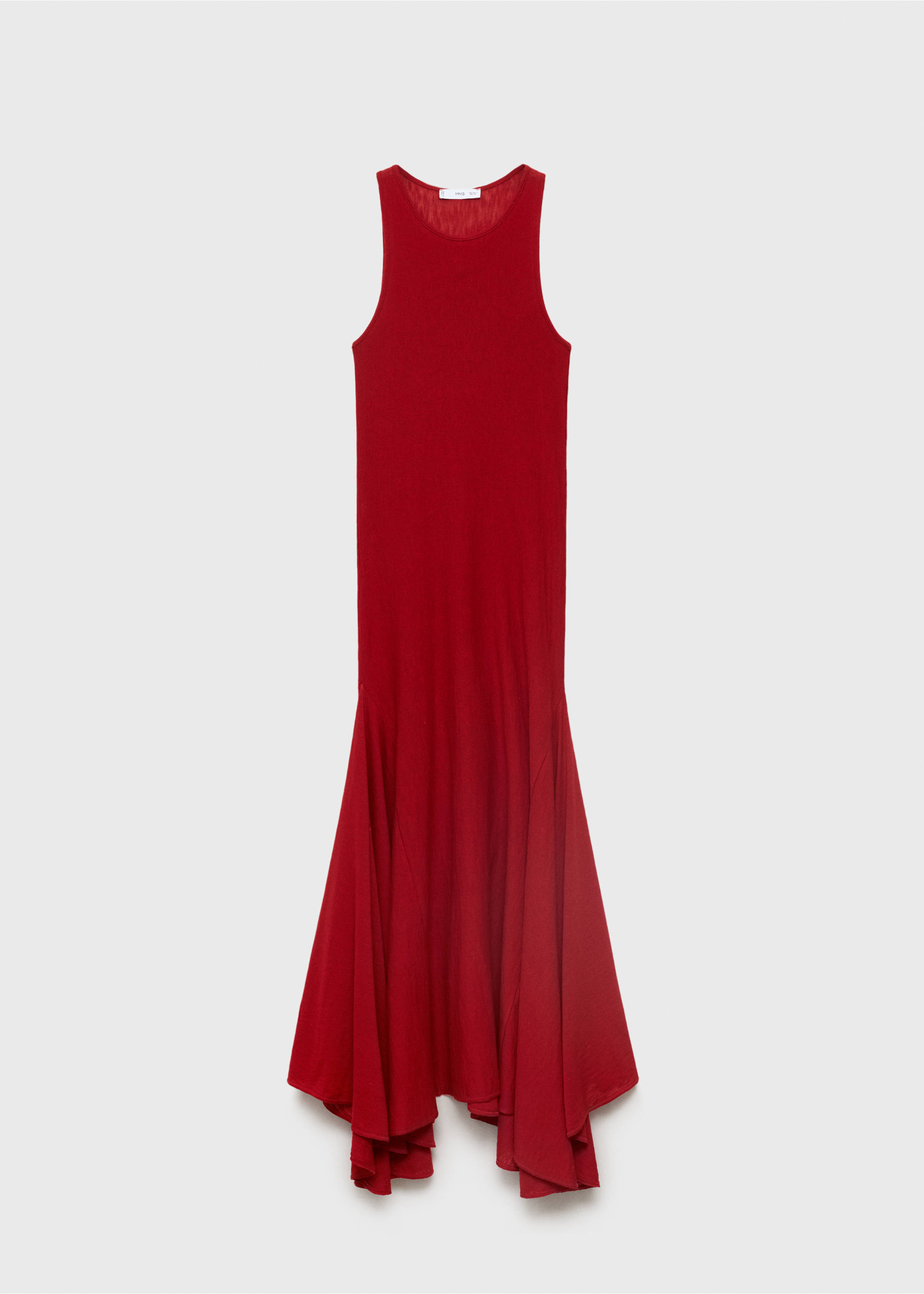 Asymmetrical low-knit dress - Article without model, Red. Ref: 17072926-00.