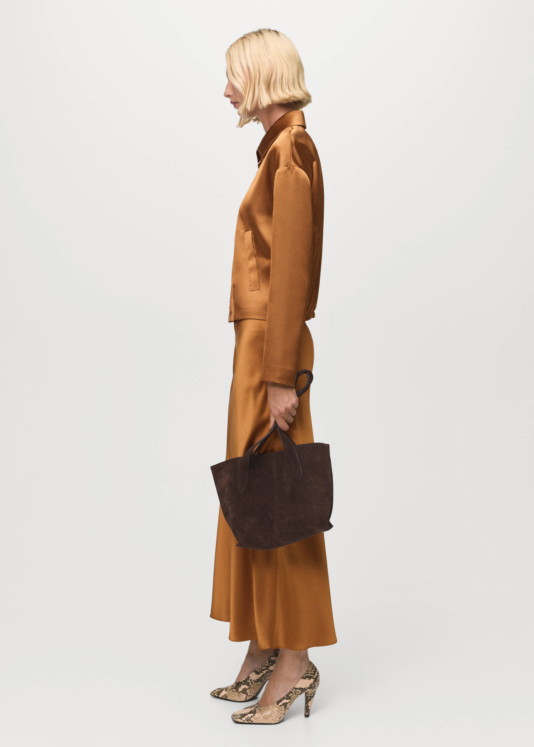 Midi satin skirt - General plane