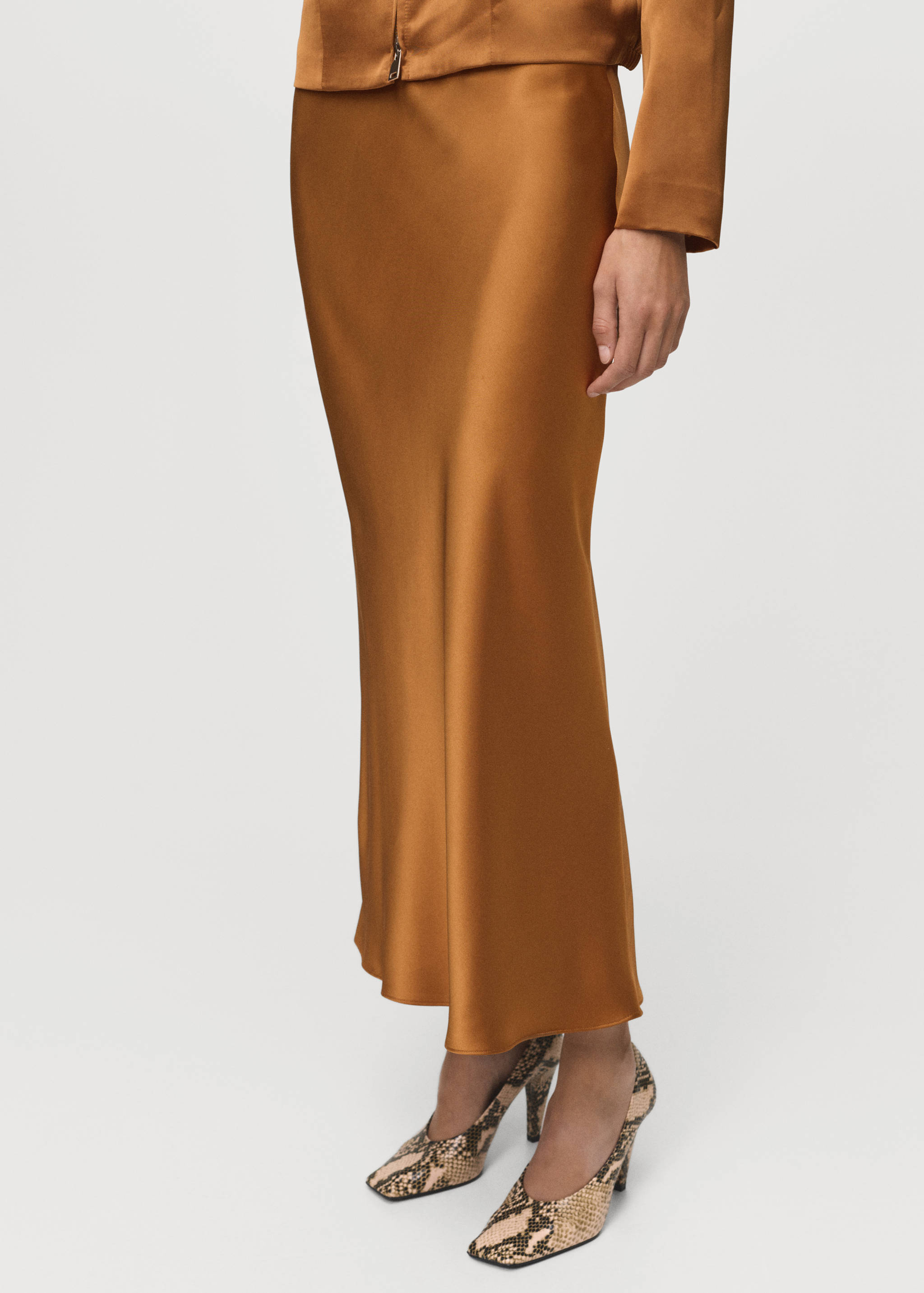 Midi satin skirt - Medium plane