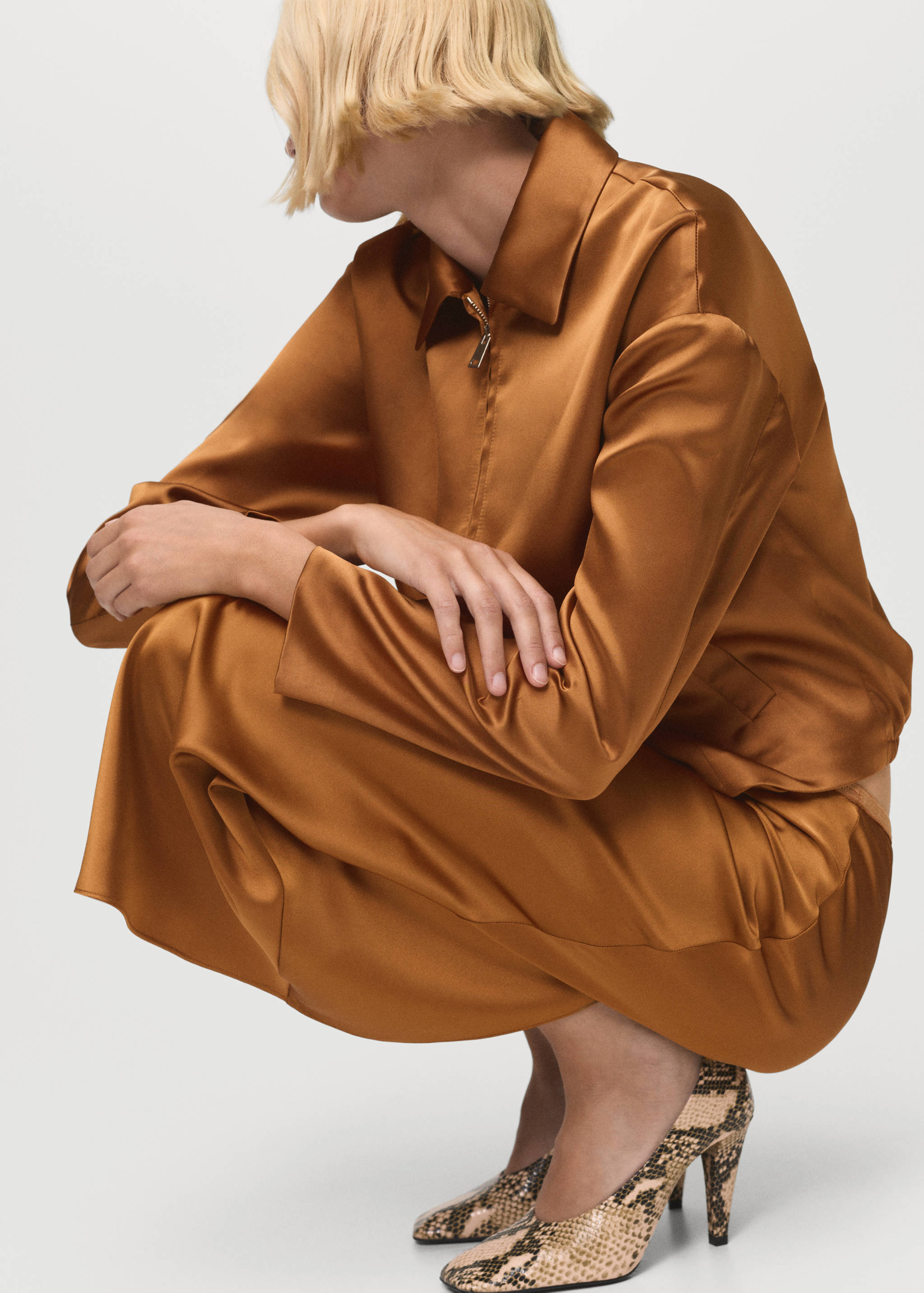 Midi satin skirt - Details of the article 2