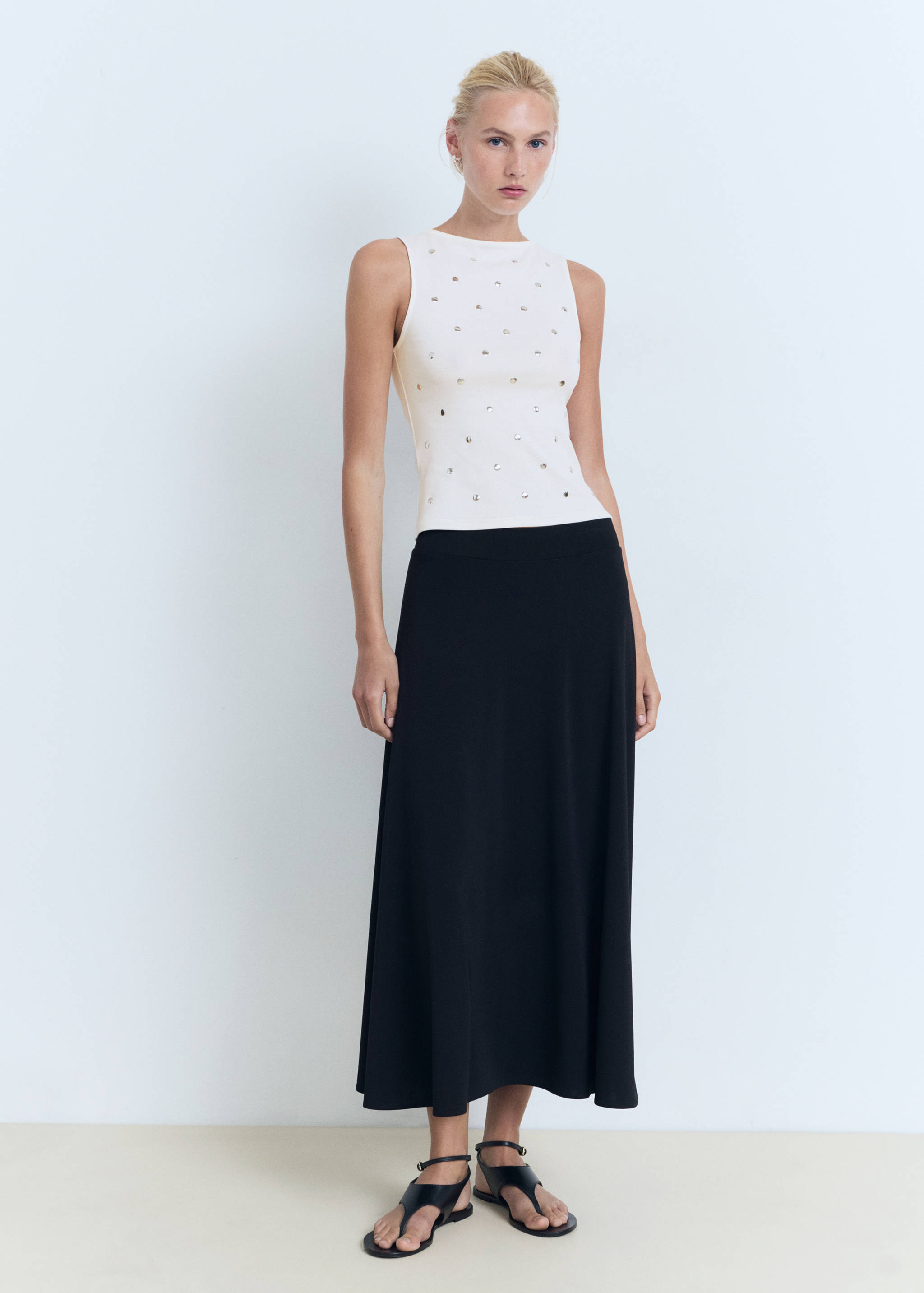 Cotton studded top - Women | MANGO OUTLET USA