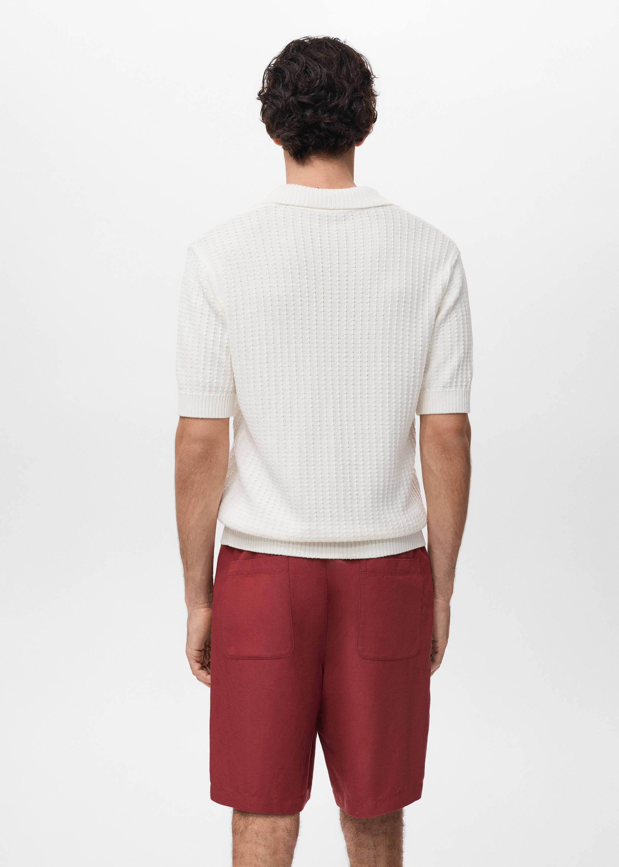 Strukturiertes Strick-Poloshirt aus 100 % Baumwolle - Rückseite des Artikels