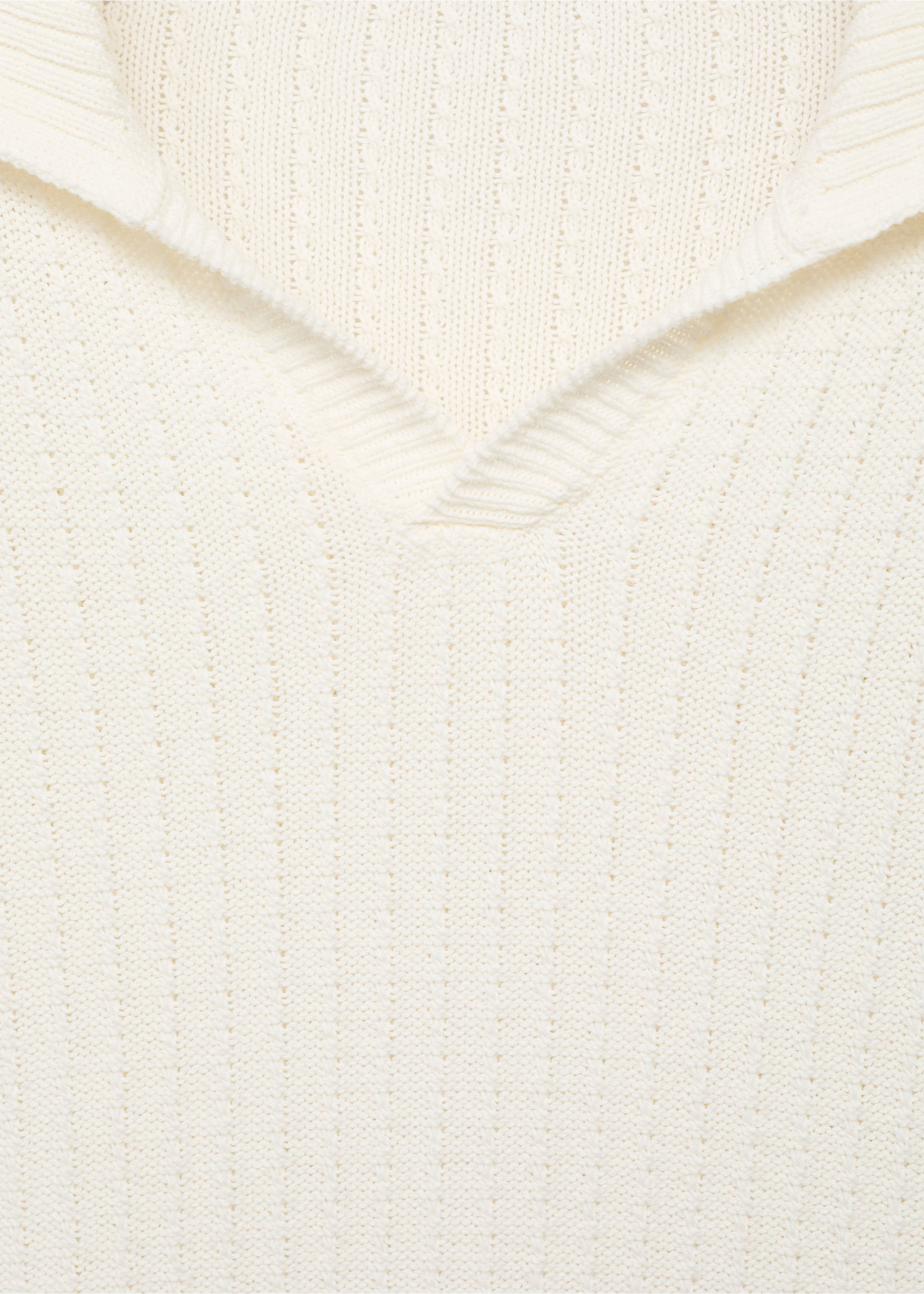 Strukturiertes Strick-Poloshirt aus 100 % Baumwolle - Detail des Artikels 8, Cremeweiß. Ref: 17072930-00.