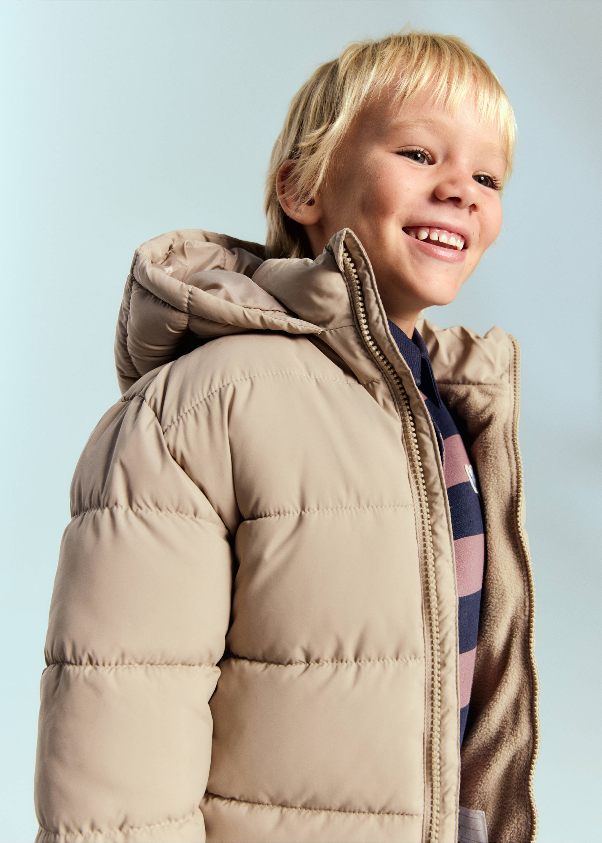 Hooded liner quilted coat - Medium plane, Vanilla. Ref: 17073271-00.