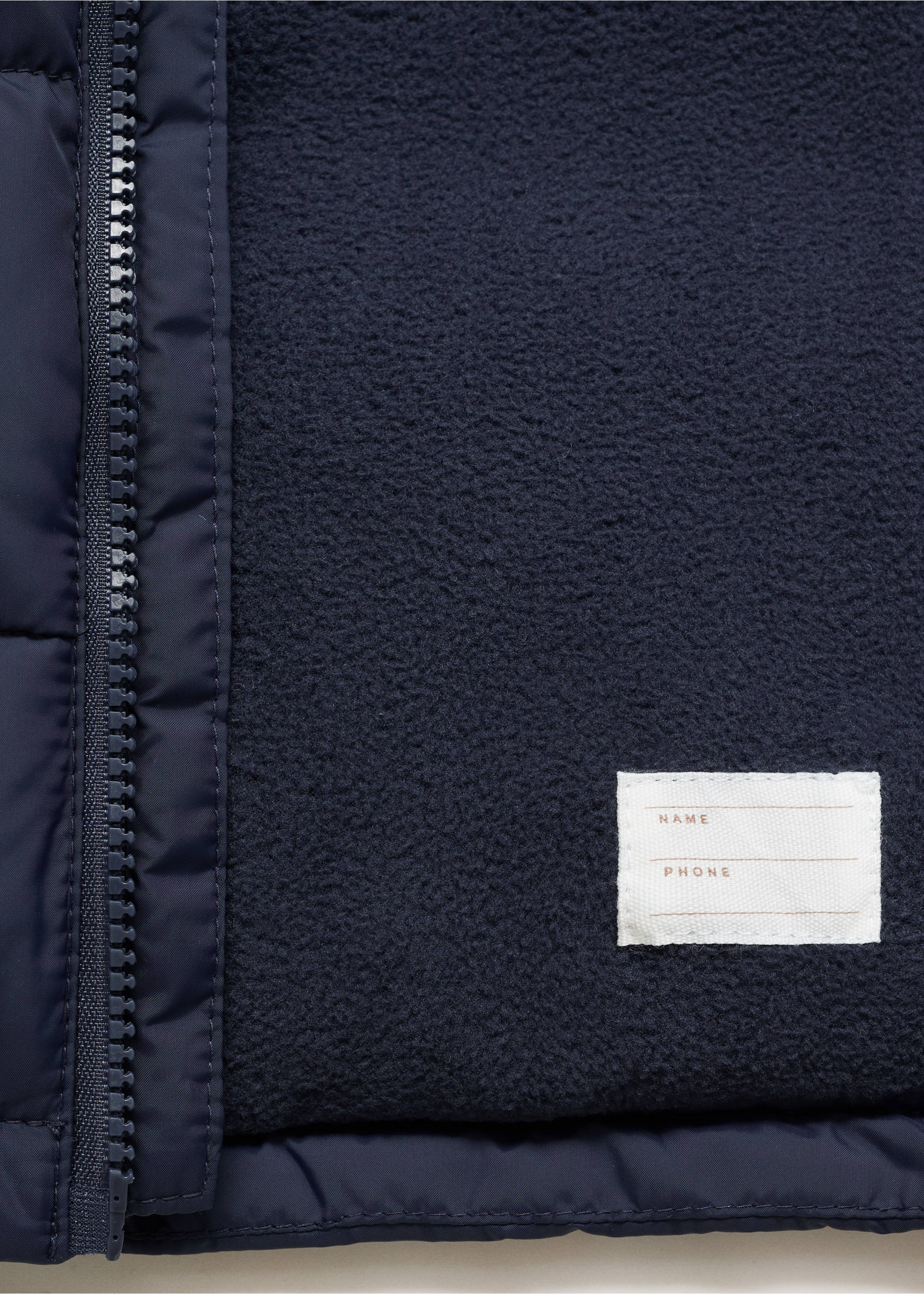 Hooded liner quilted coat - Details of the article 0, Navy. Ref: 17073271-00.