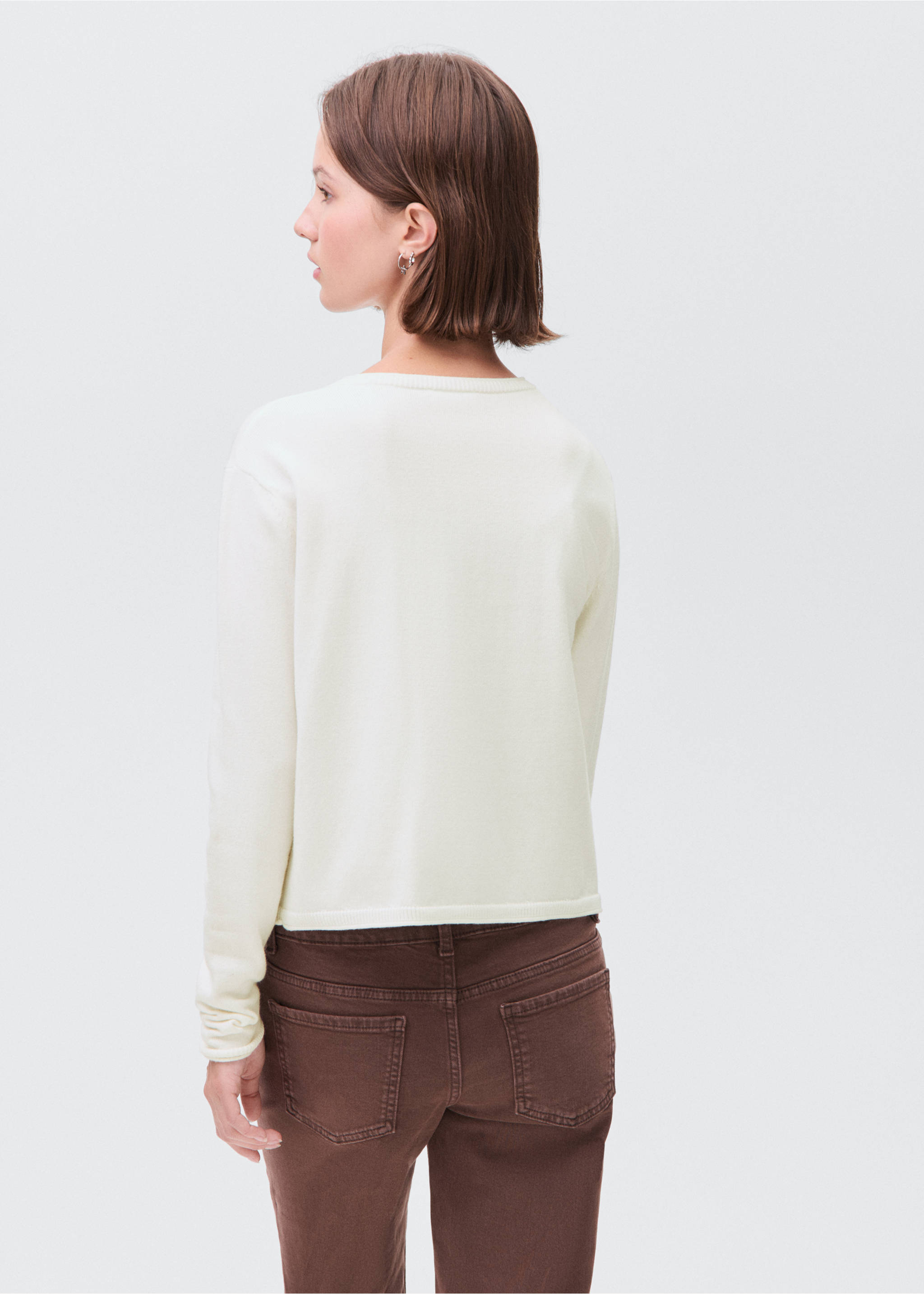 Knitted button cardigan - Reverse of the article, Off White. Ref: 17073273-00.