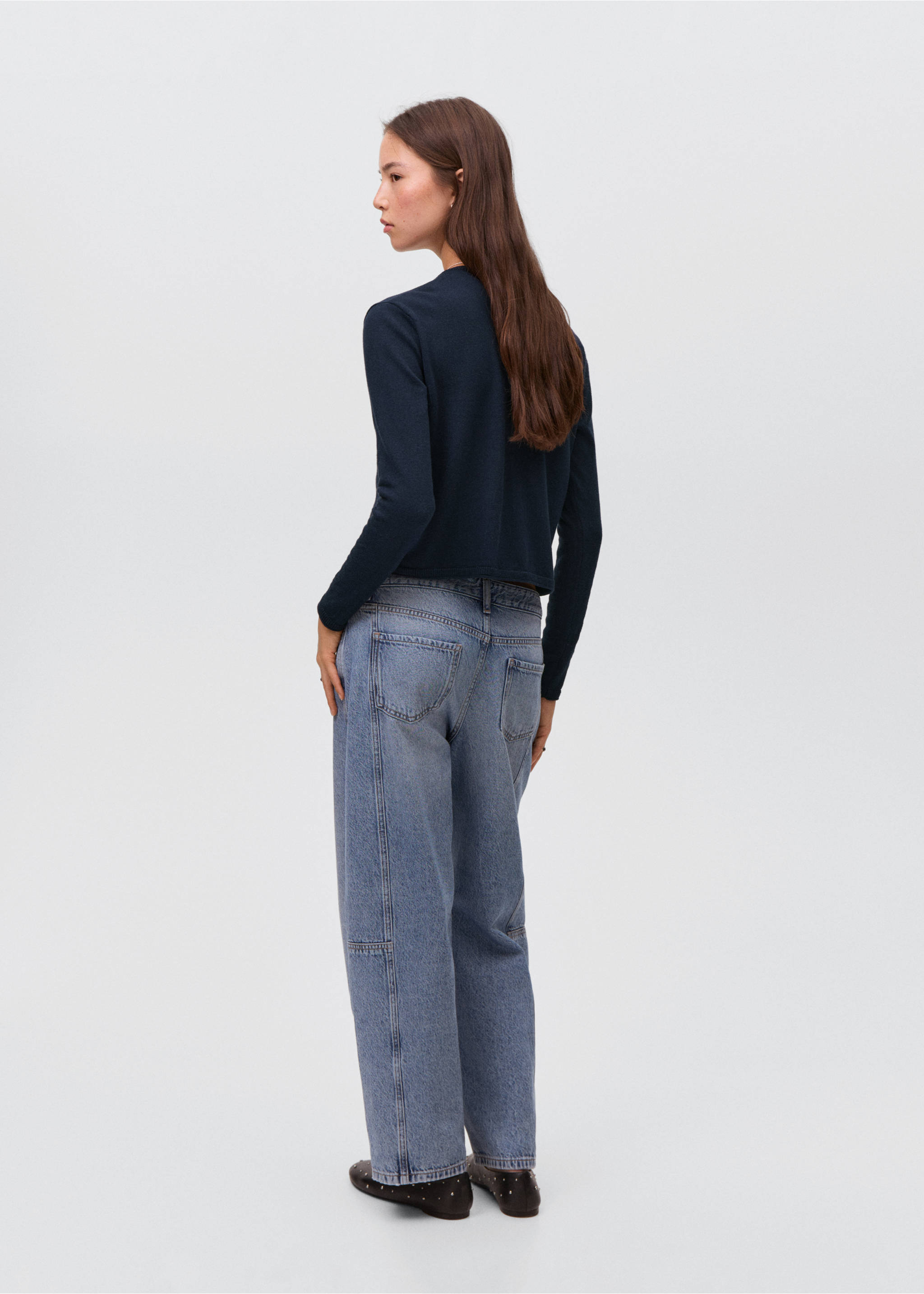 Knitted button cardigan - Reverse of the article, Navy. Ref: 17073273-00.