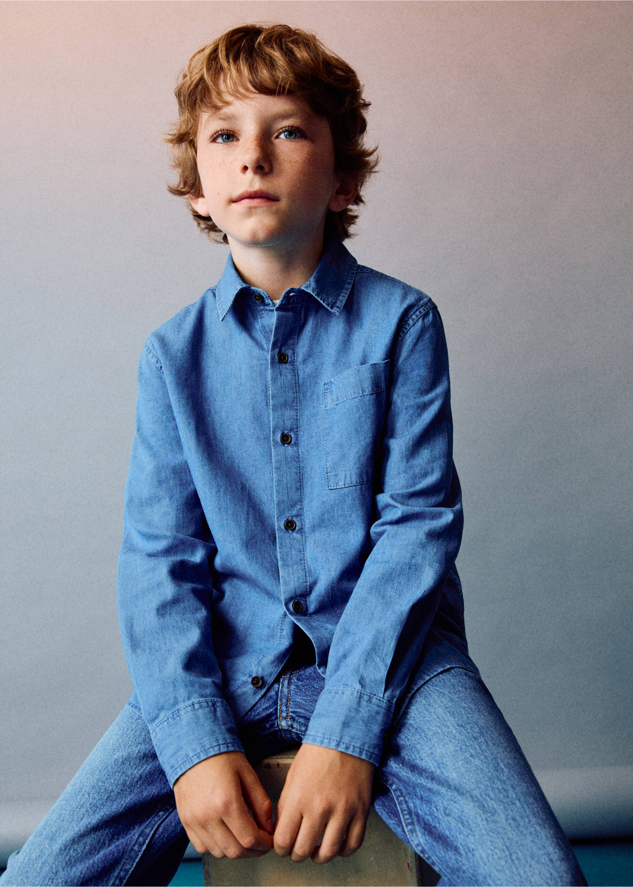 Jeanshemd aus Baumwolle - Detail des Artikels 5, Dunkelblau. Ref: 17073276-00.