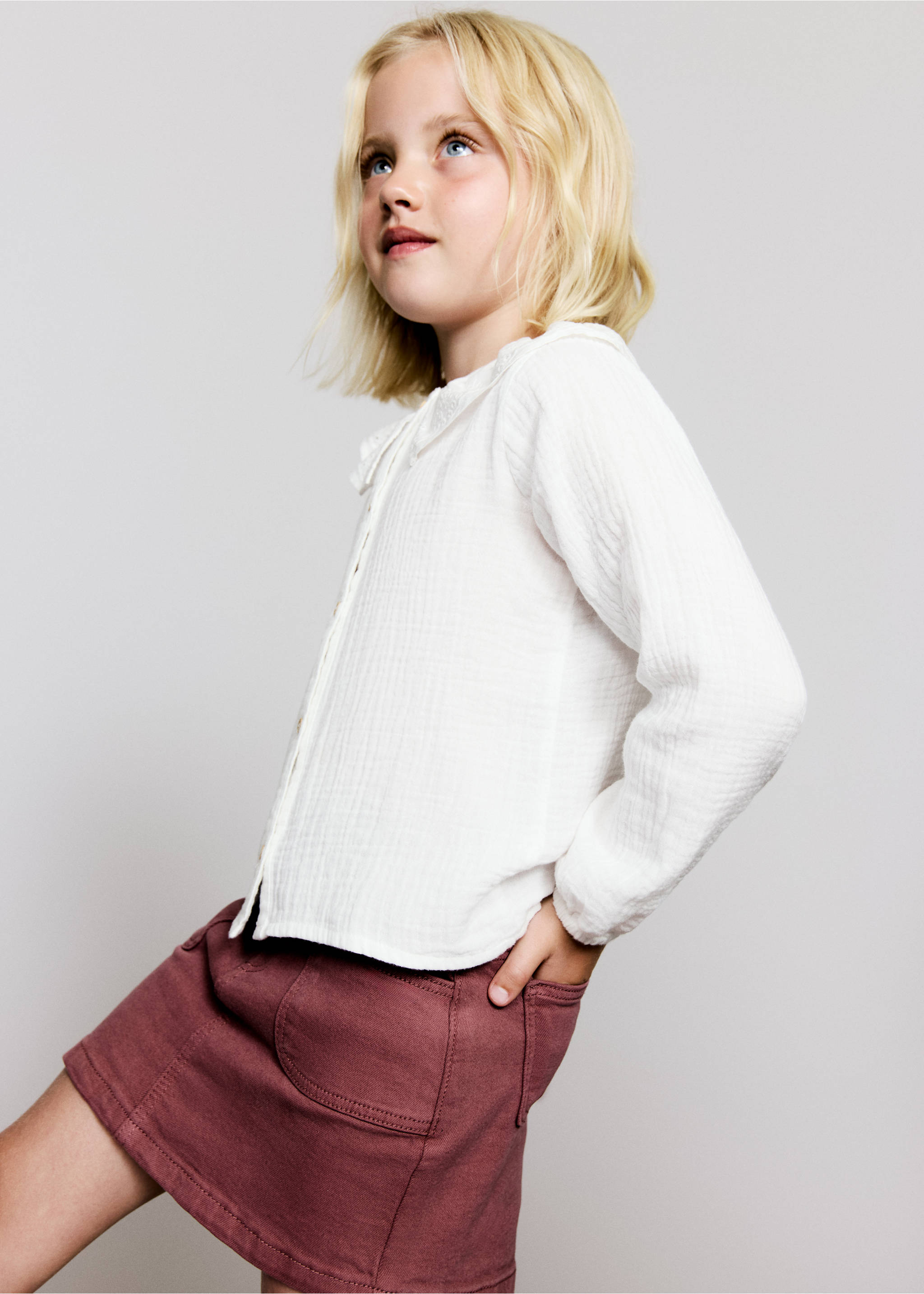 Geborduurde bambula blouse - Middenvlak, Wit. Ref: 17073277-00.