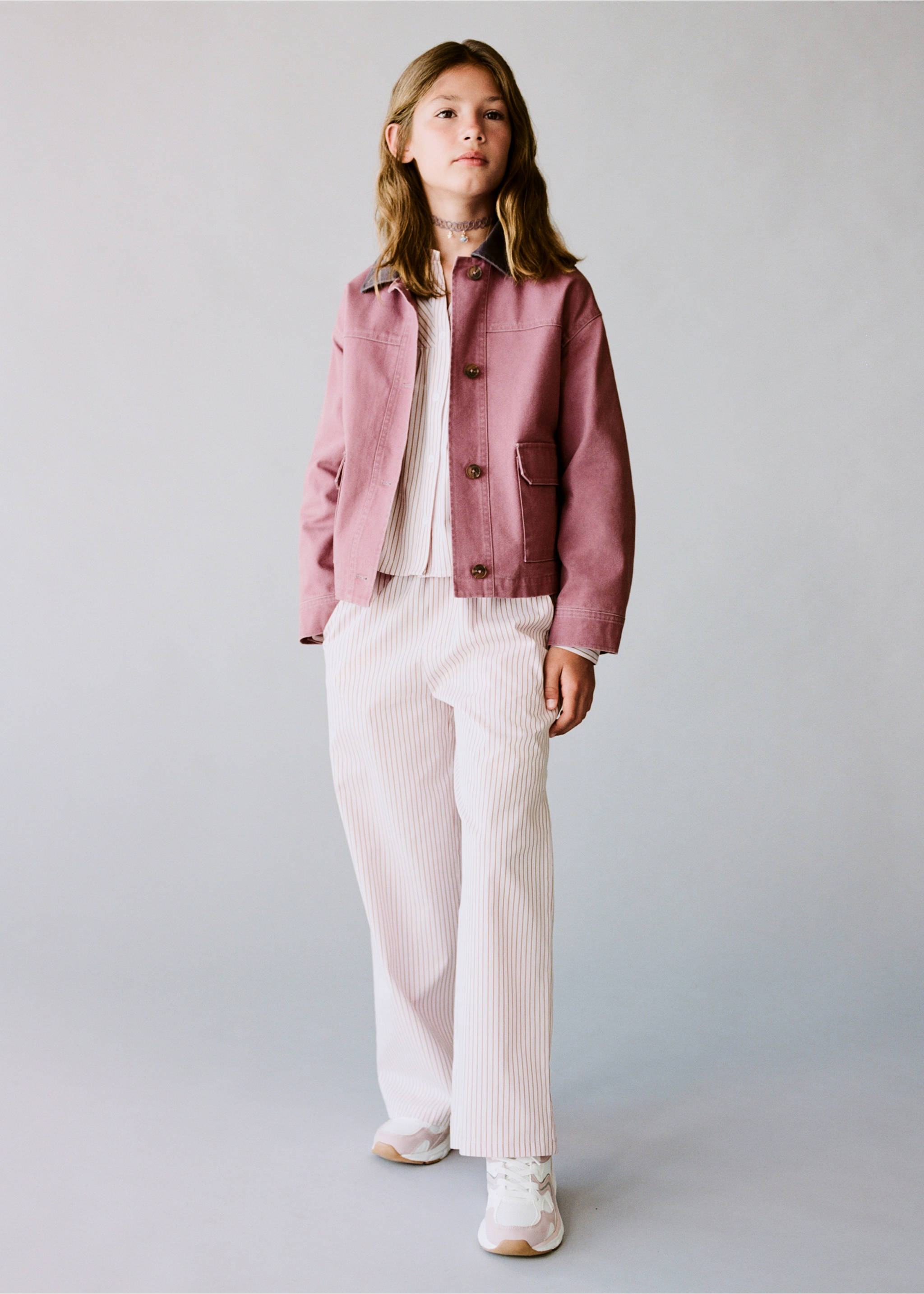 Striped cotton trousers - Details of the article 6, Pink. Ref: 17073283-00.