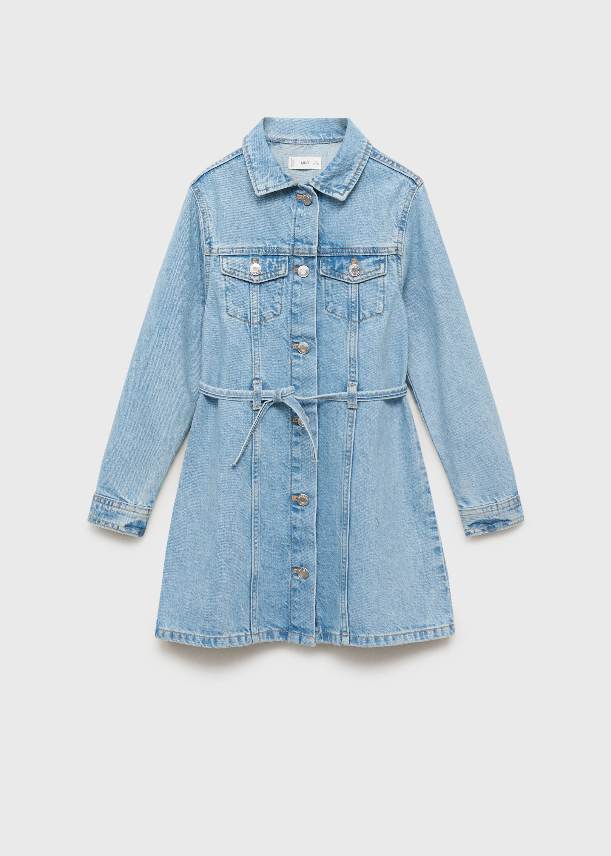 Robe denim à nœud - Article sans modèle, Bleu moyen. Ref: 17073284-00.