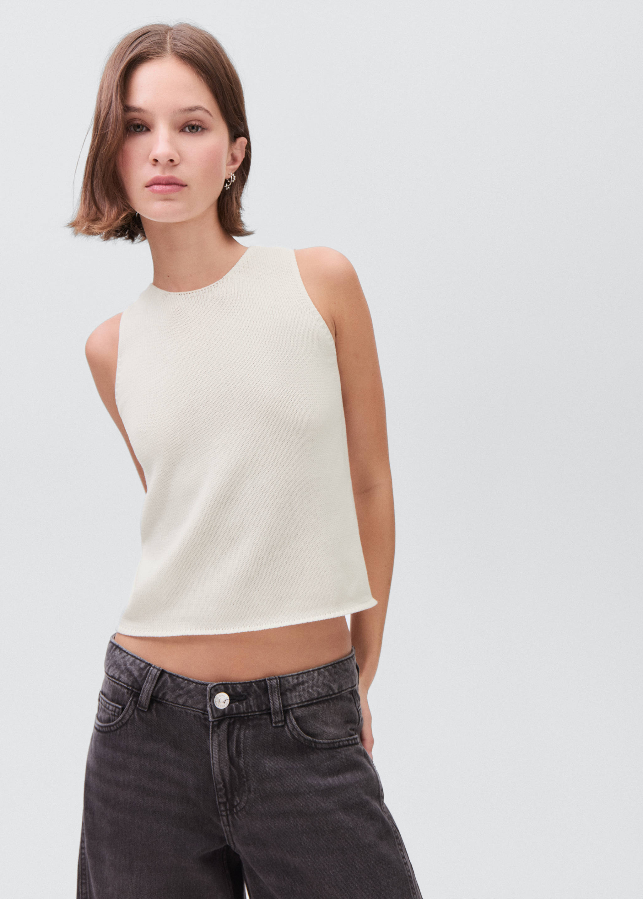 Knitted top with drawstring - Medium plane