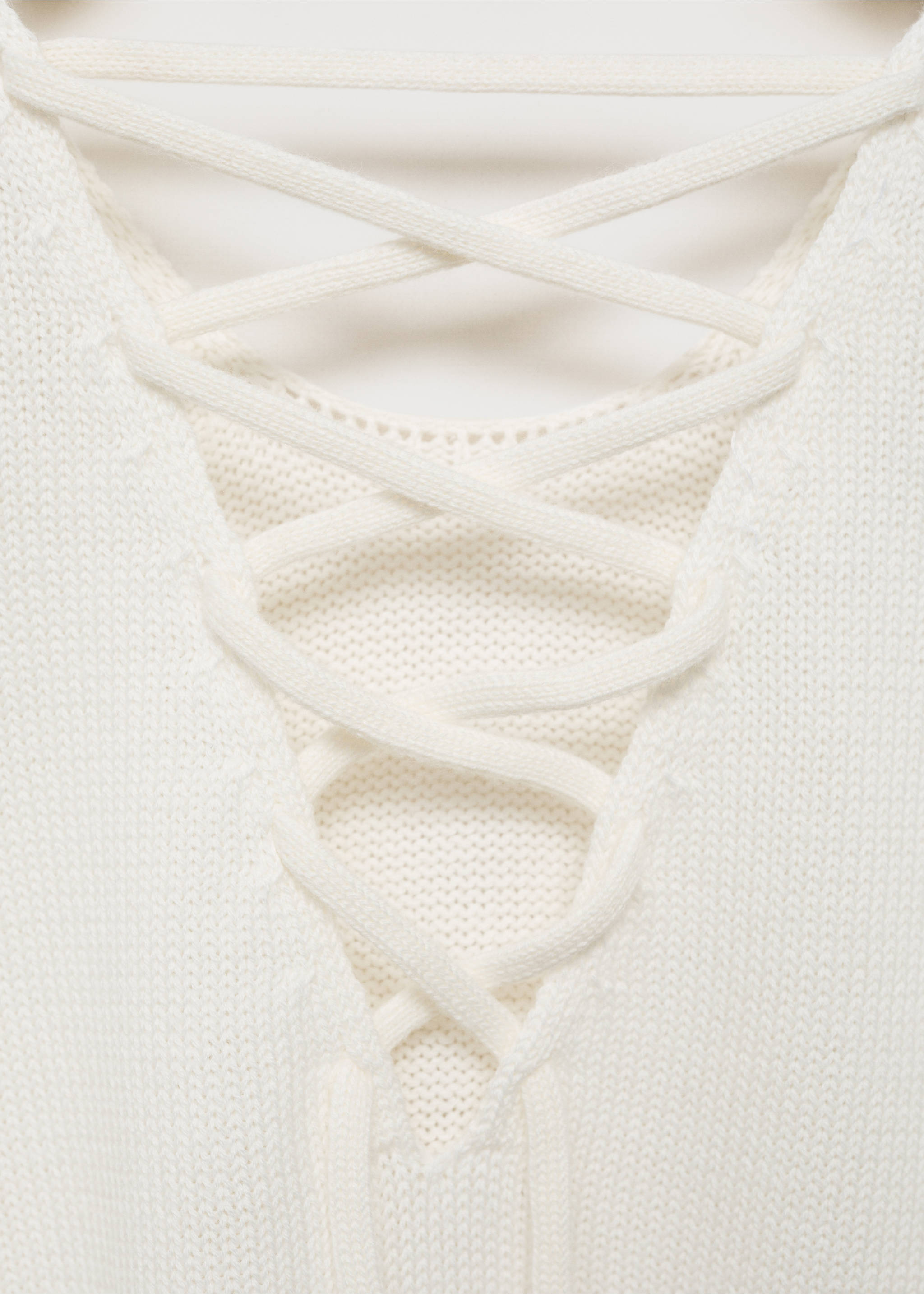 Knitted top with drawstring - Details of the article 8, Off White. Ref: 17073286-00.