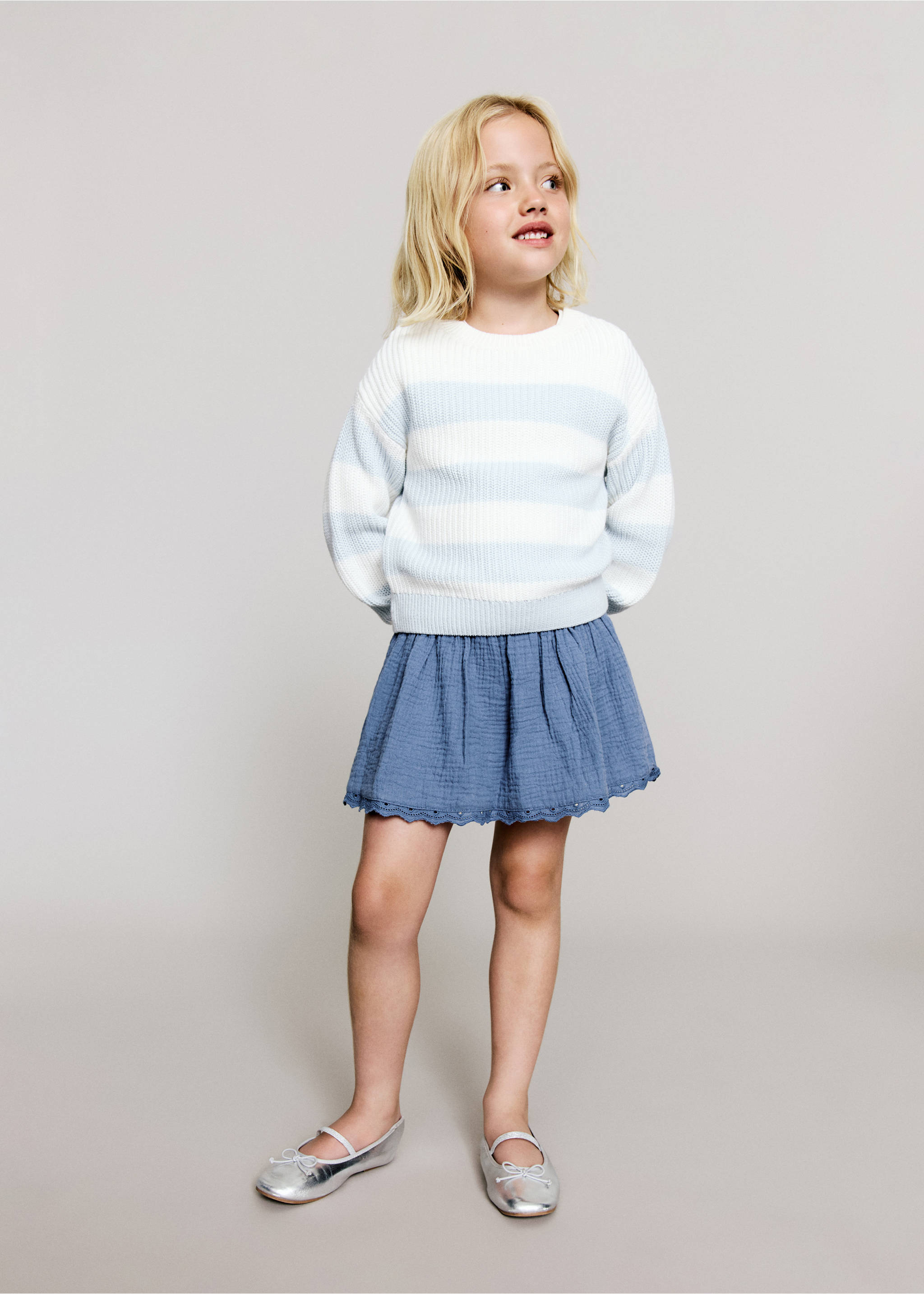 Bow cotton skirt - General plane, Sky Blue. Ref: 17073291-00.