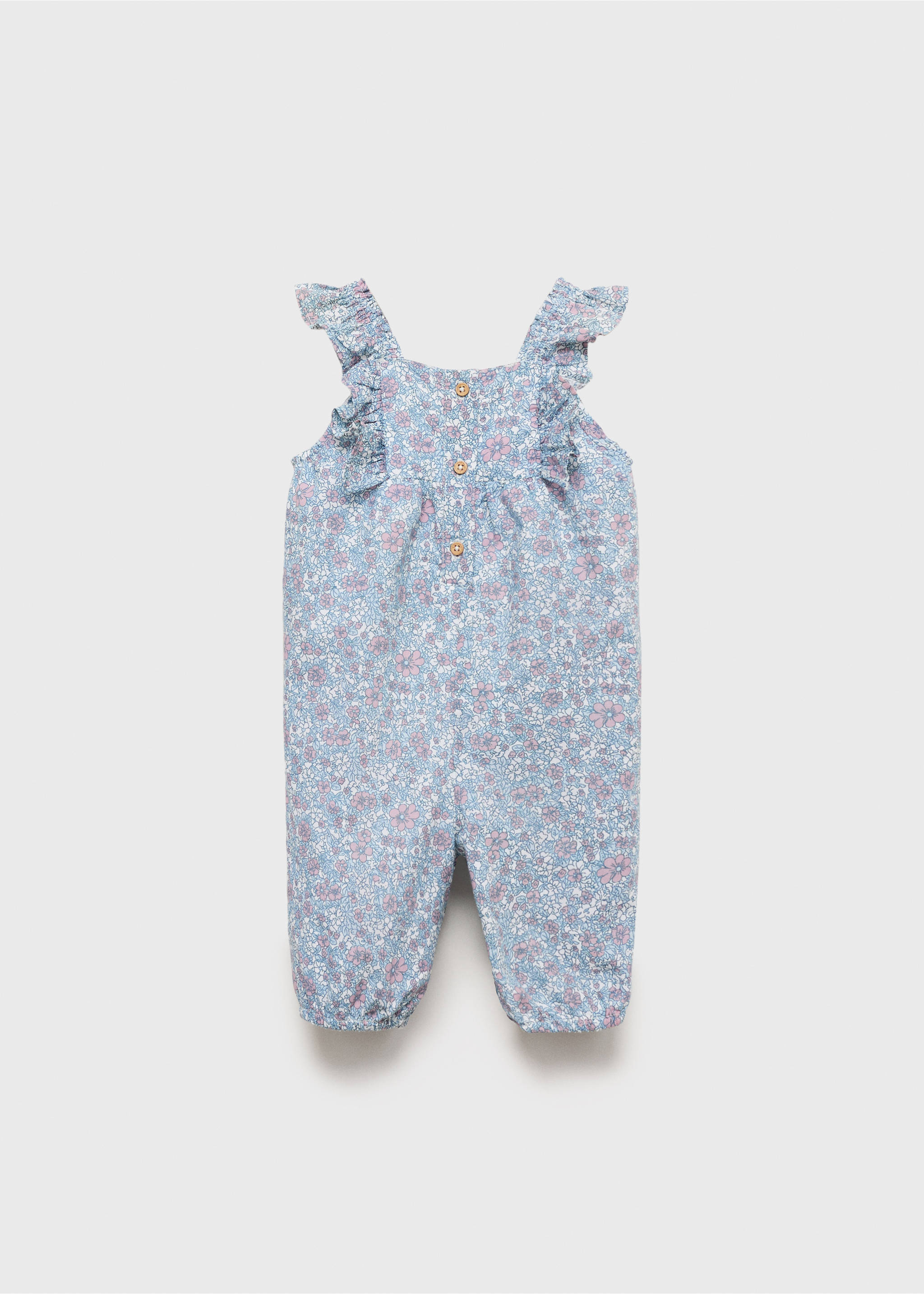 Floral print dungarees - Reverse of the article, Blue. Ref: 17073294-00.