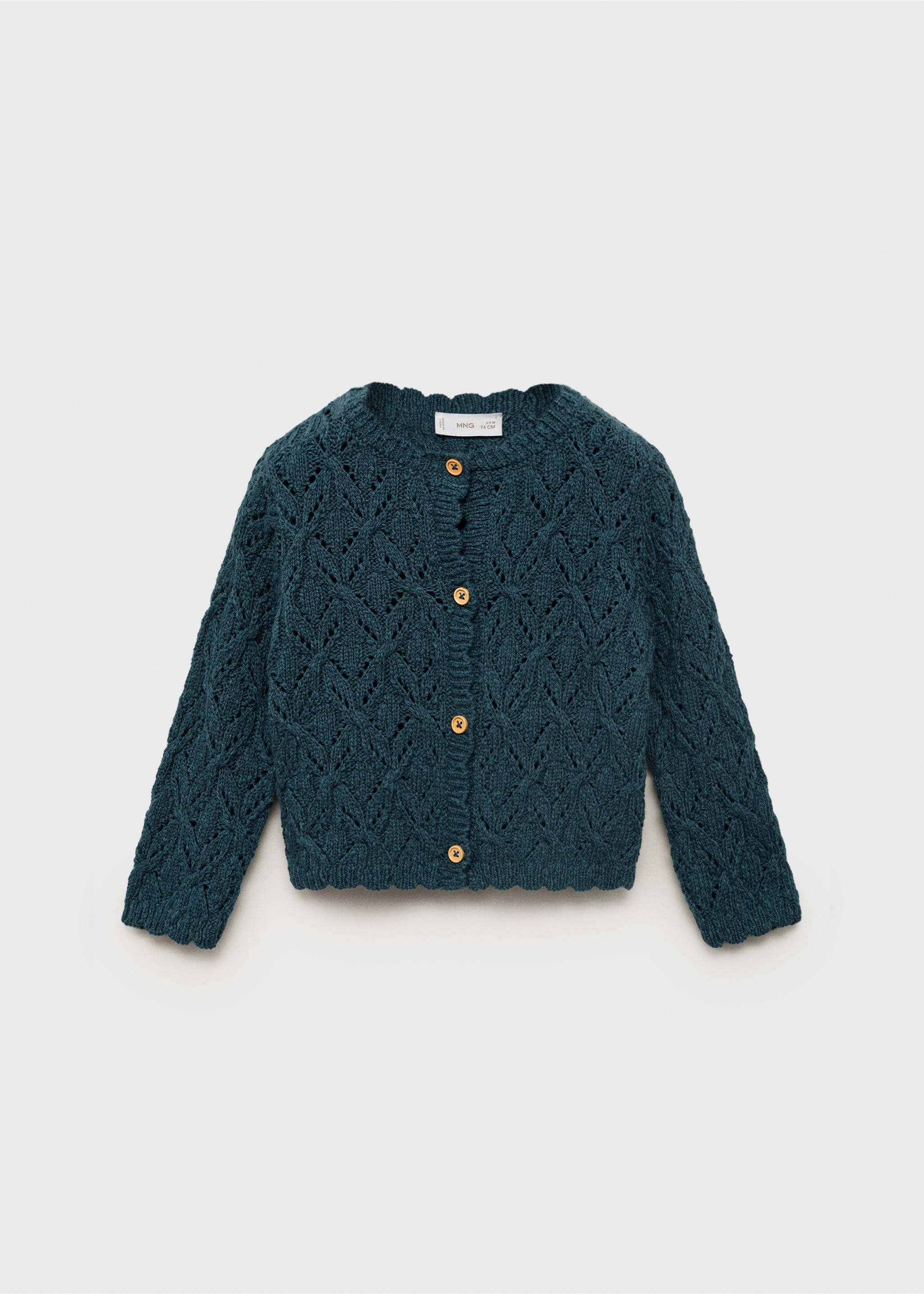 Openwork knit cardigan - Article without model, Petrol Blue. Ref: 17073299-00.