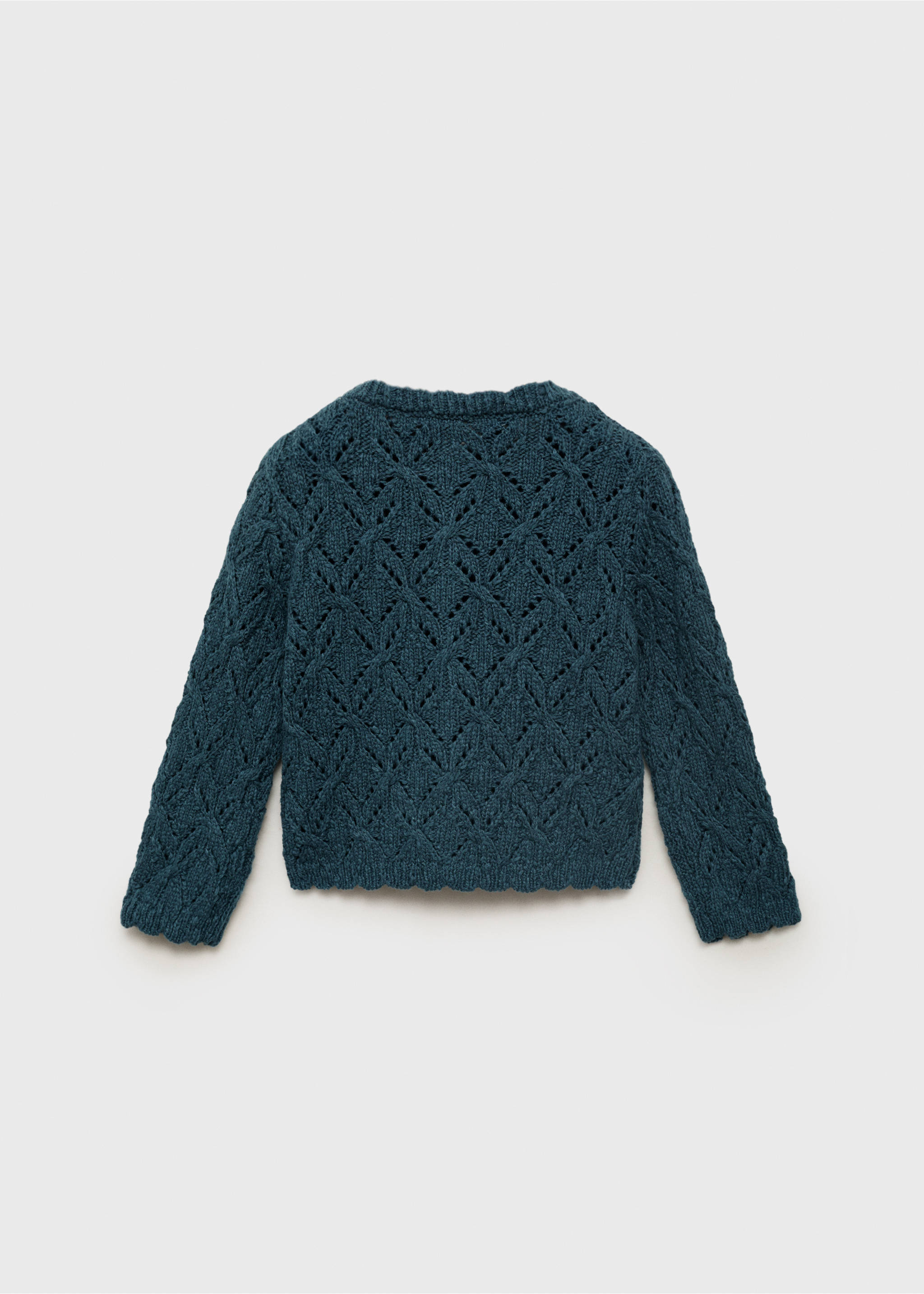 Openwork knit cardigan - Reverse of the article, Petrol Blue. Ref: 17073299-00.