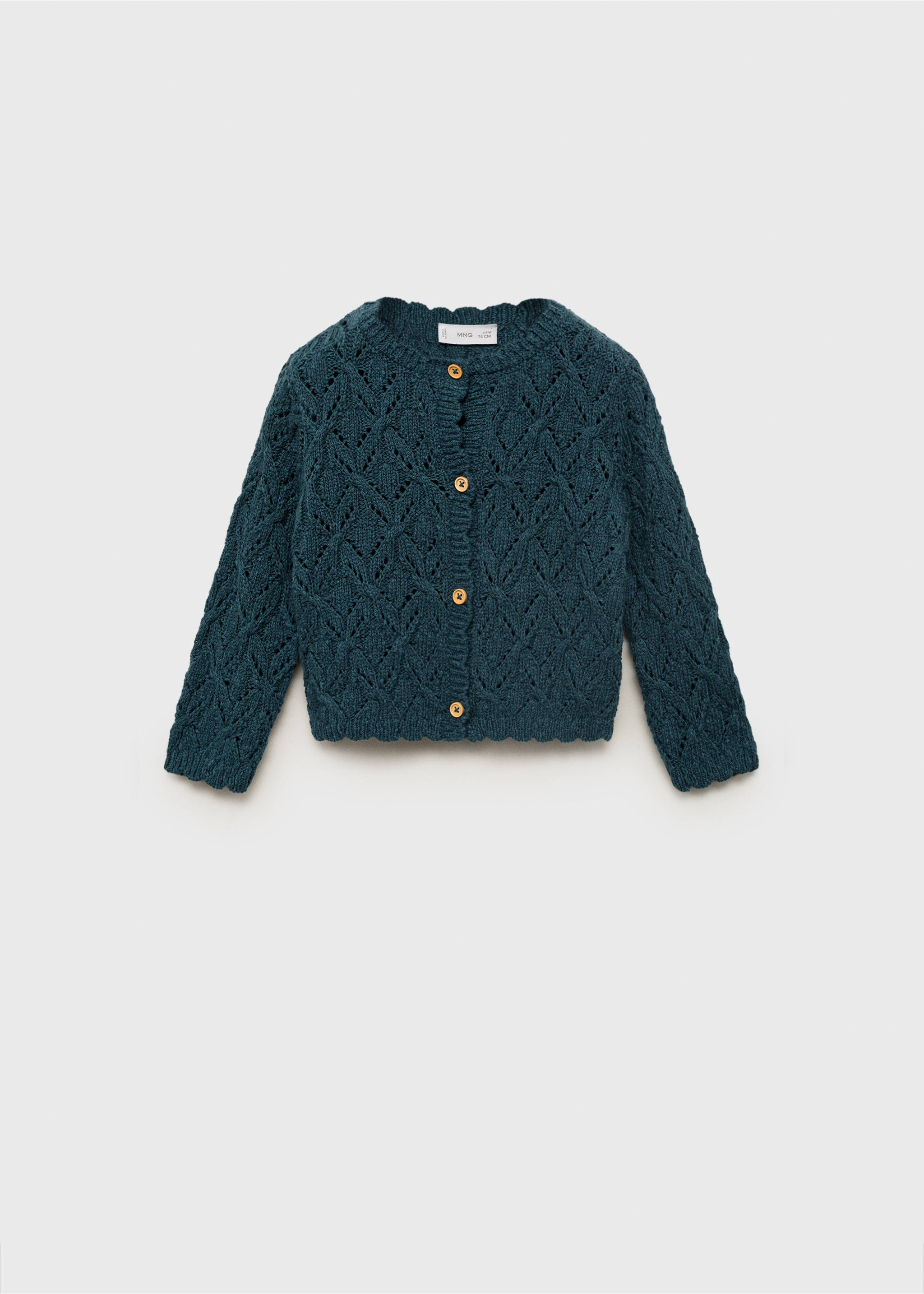Openwork knit cardigan - Article without model, Petrol Blue. Ref: 17073299-00.