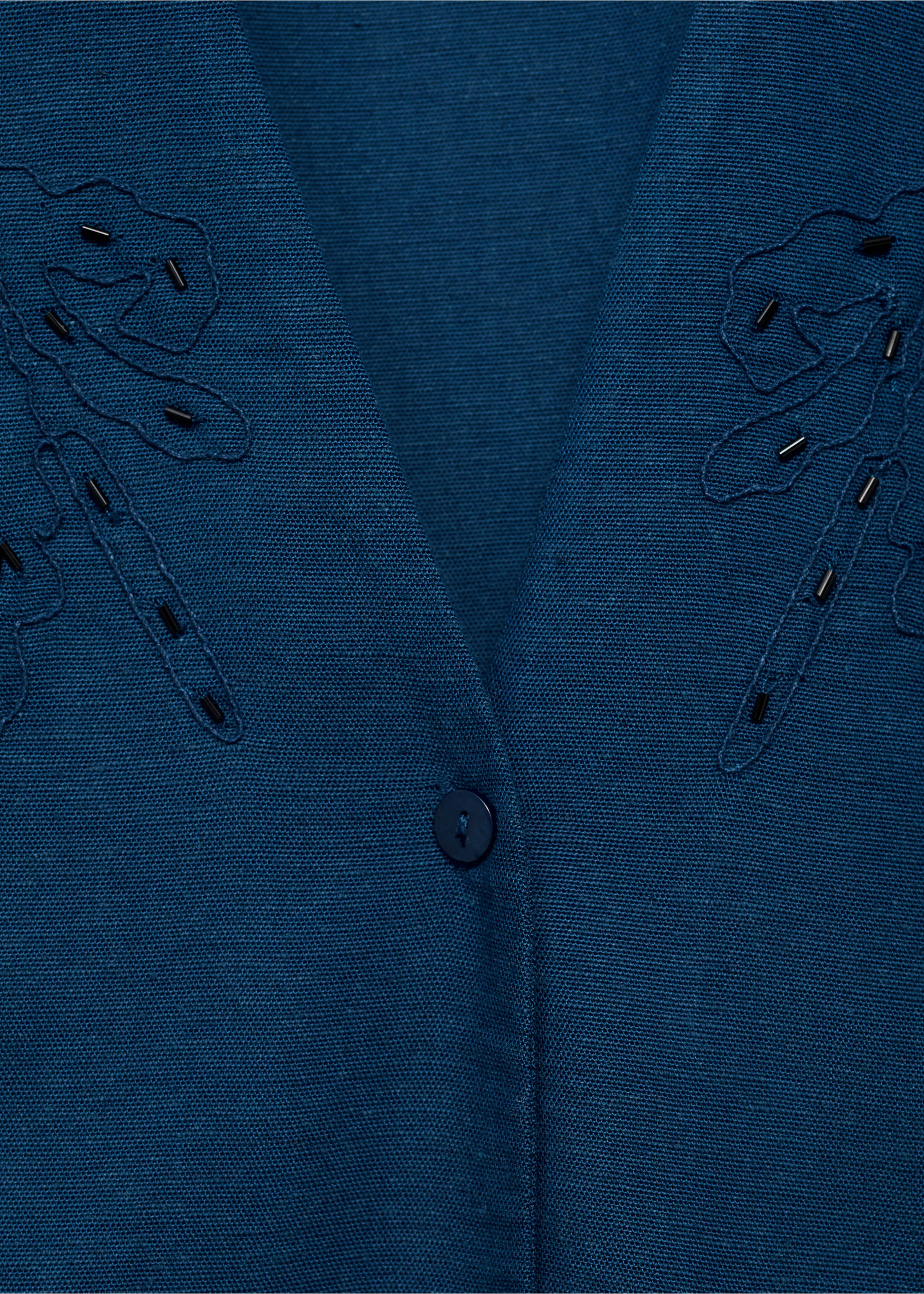 Gilet lin brodé - Détail de l'article 8, Bleu marine. Ref: 17073301-00.