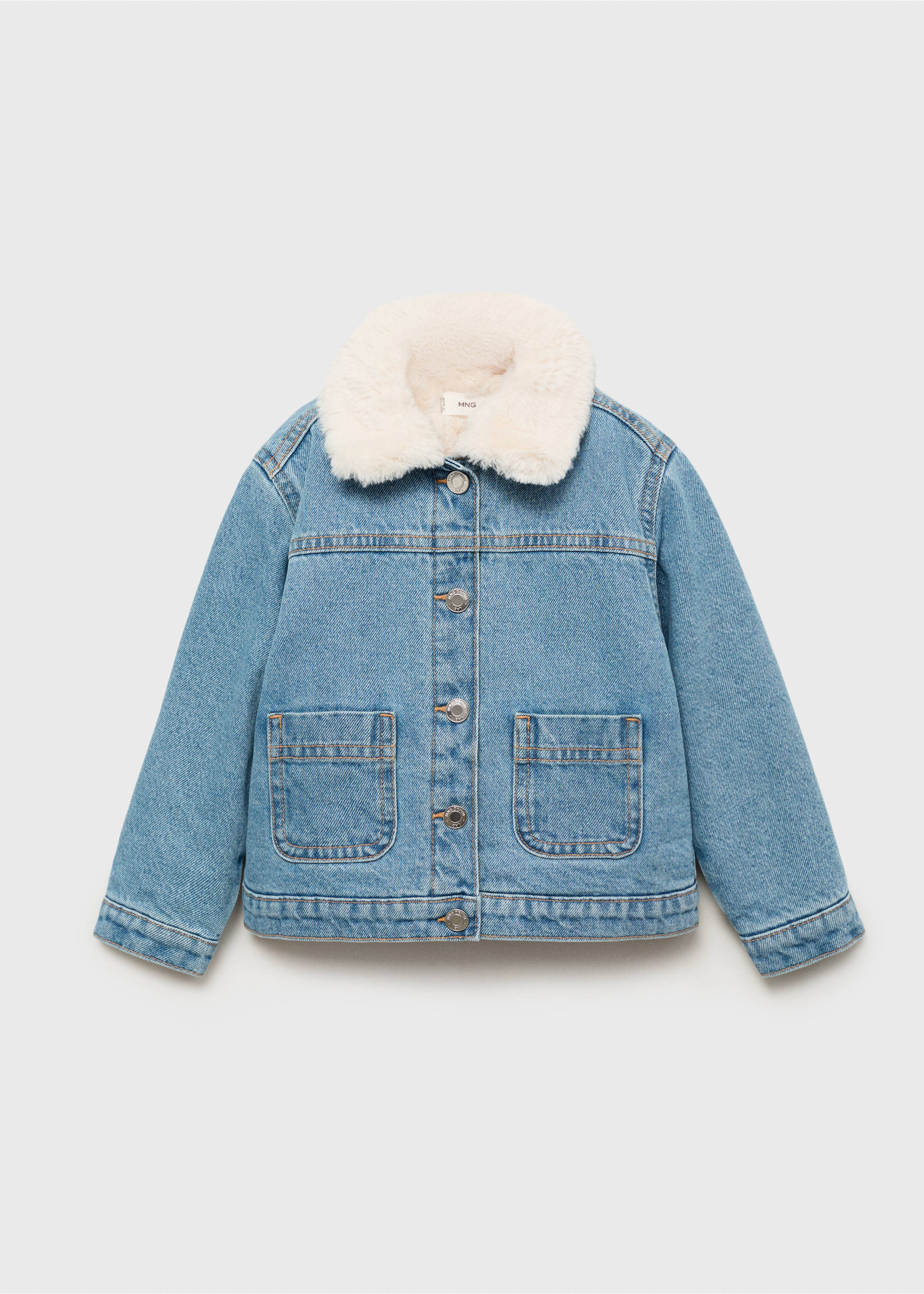 Jeansjacke mit Kunstfellbesatz - Artikel ohne Model, Mittelblau. Ref: 17073304-00.