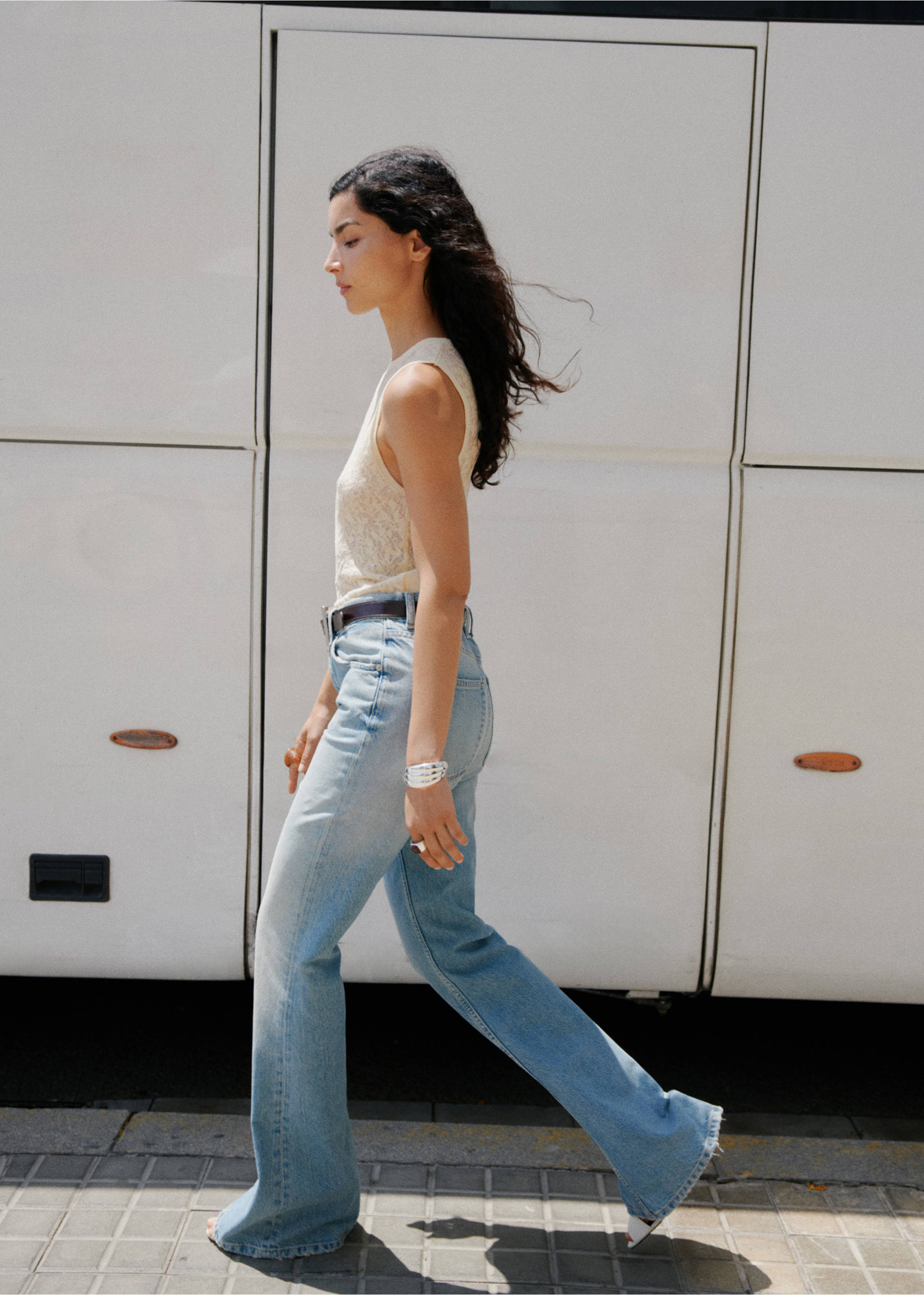Mid-rise flared jeans - General plane, Medium Blue. Ref: 17073319-00.