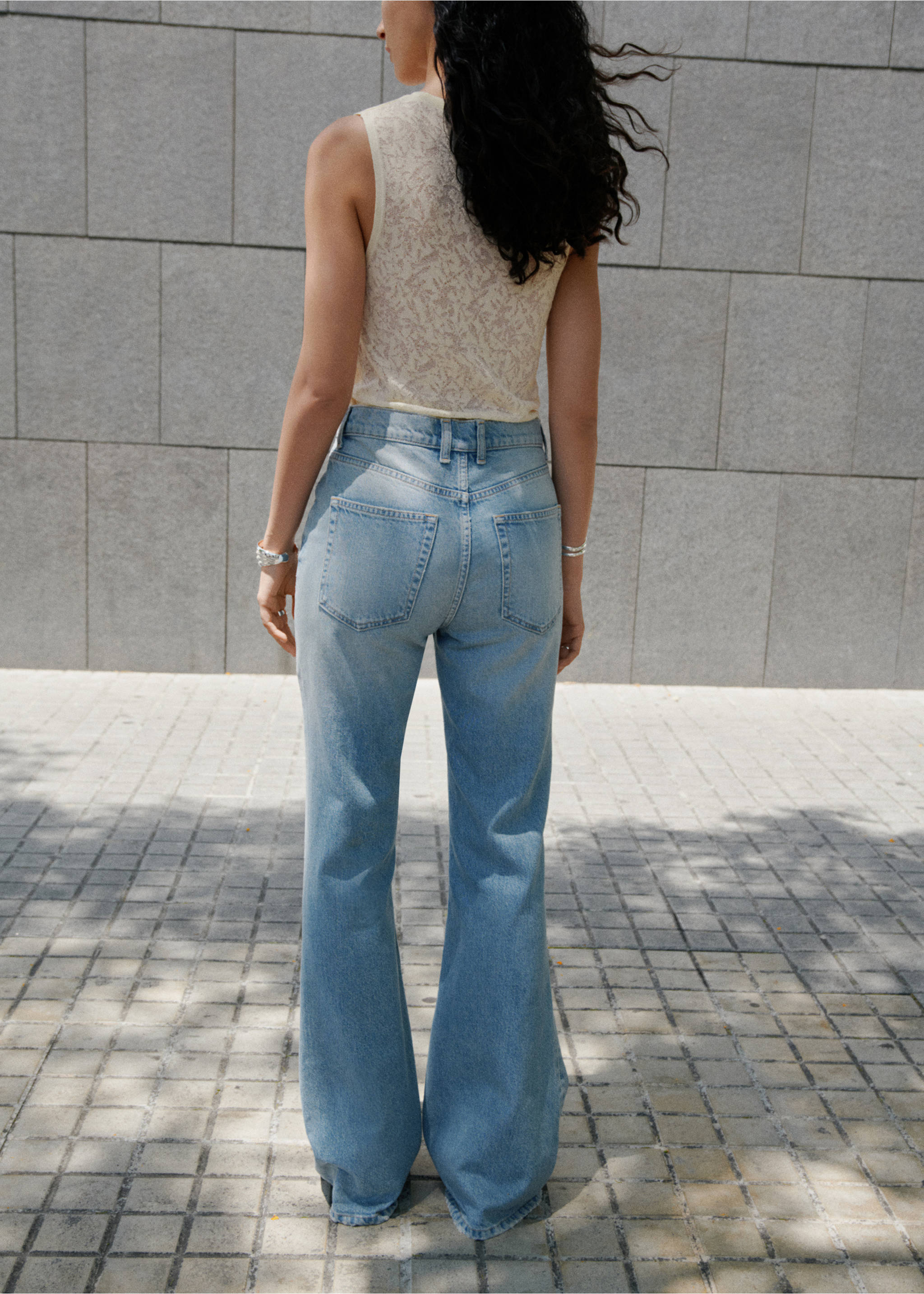 Mid-rise flared jeans - Reverse of the article, Medium Blue. Ref: 17073319-00.