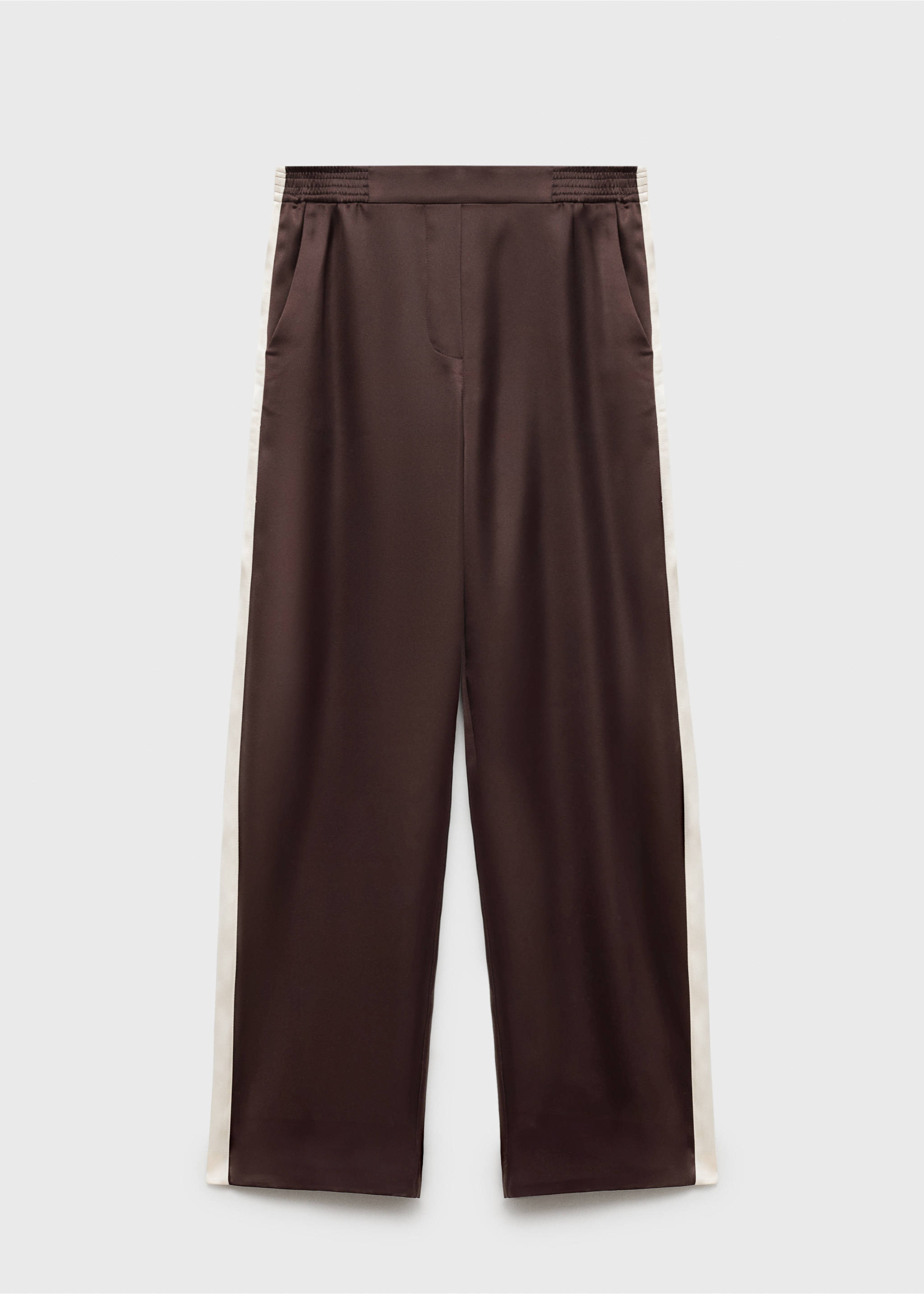 Pantalon satiné rayures contrastées - Article sans modèle, Prune. Ref: 17073330-00.