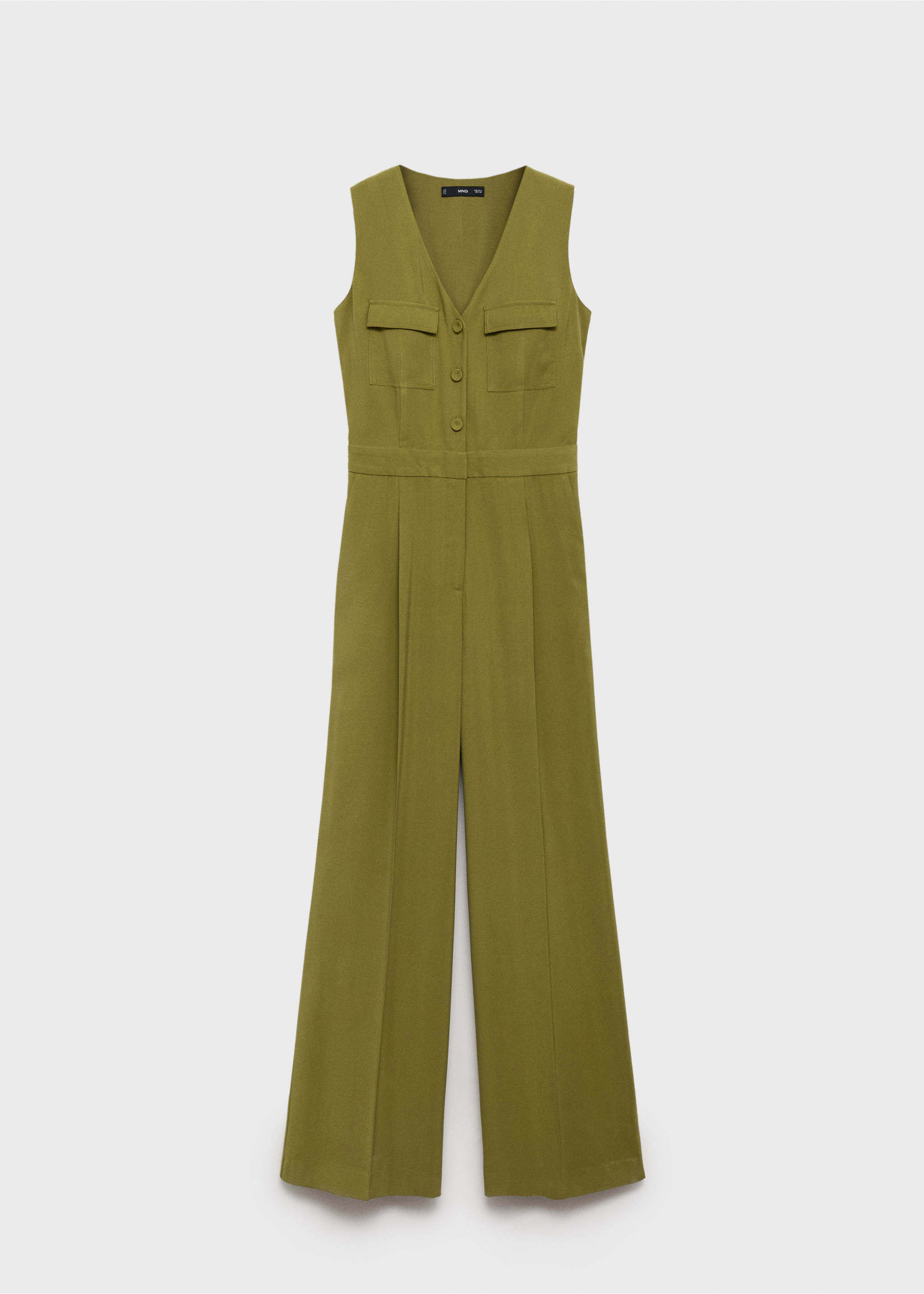 Langer Jumpsuit mit Brusttasche - Artikel ohne Model, Grün. Ref: 17073332-00.