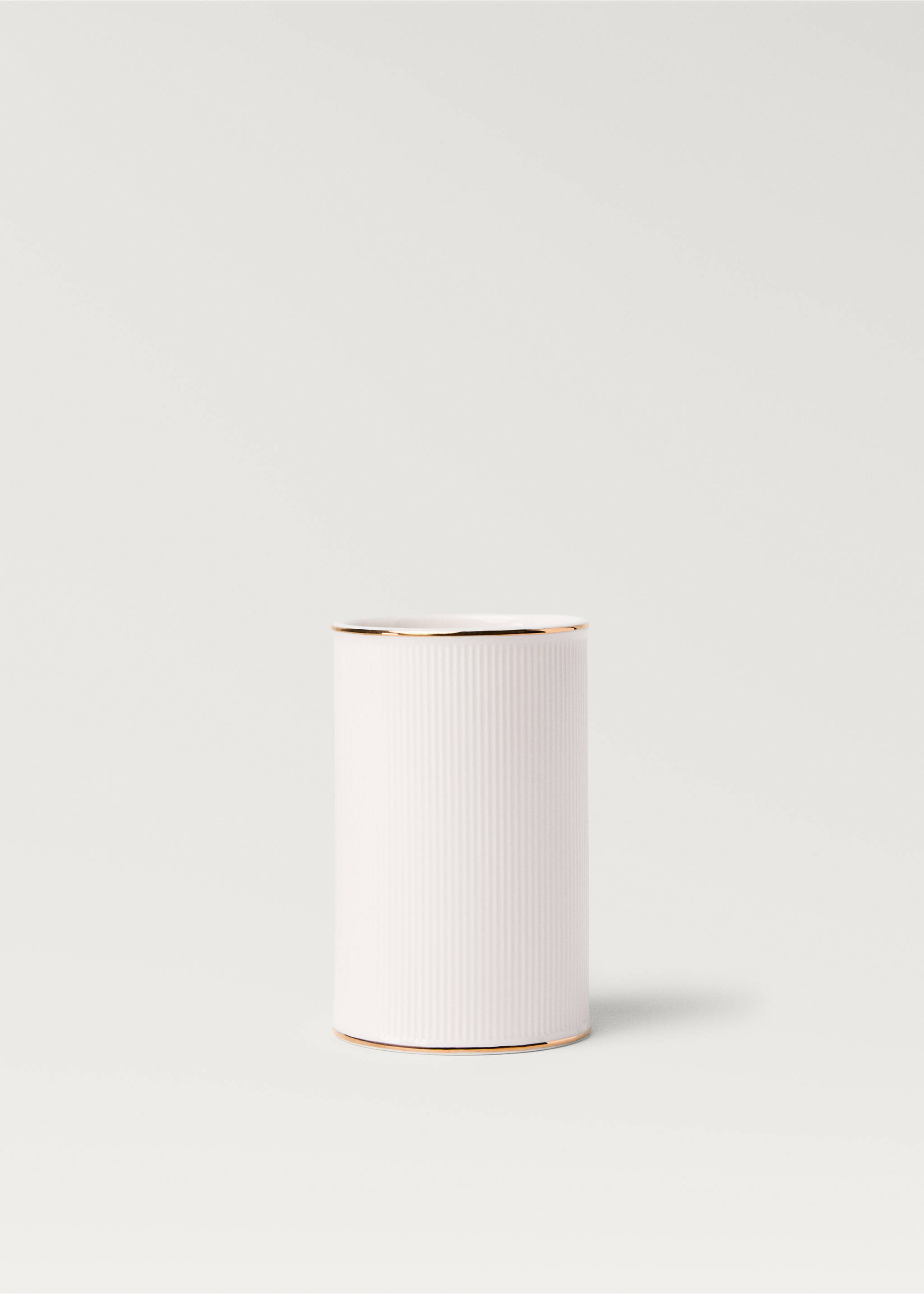 Stoneware bathroom glass with stripe detail - Article without model, Off White. Ref: 17073800-00.