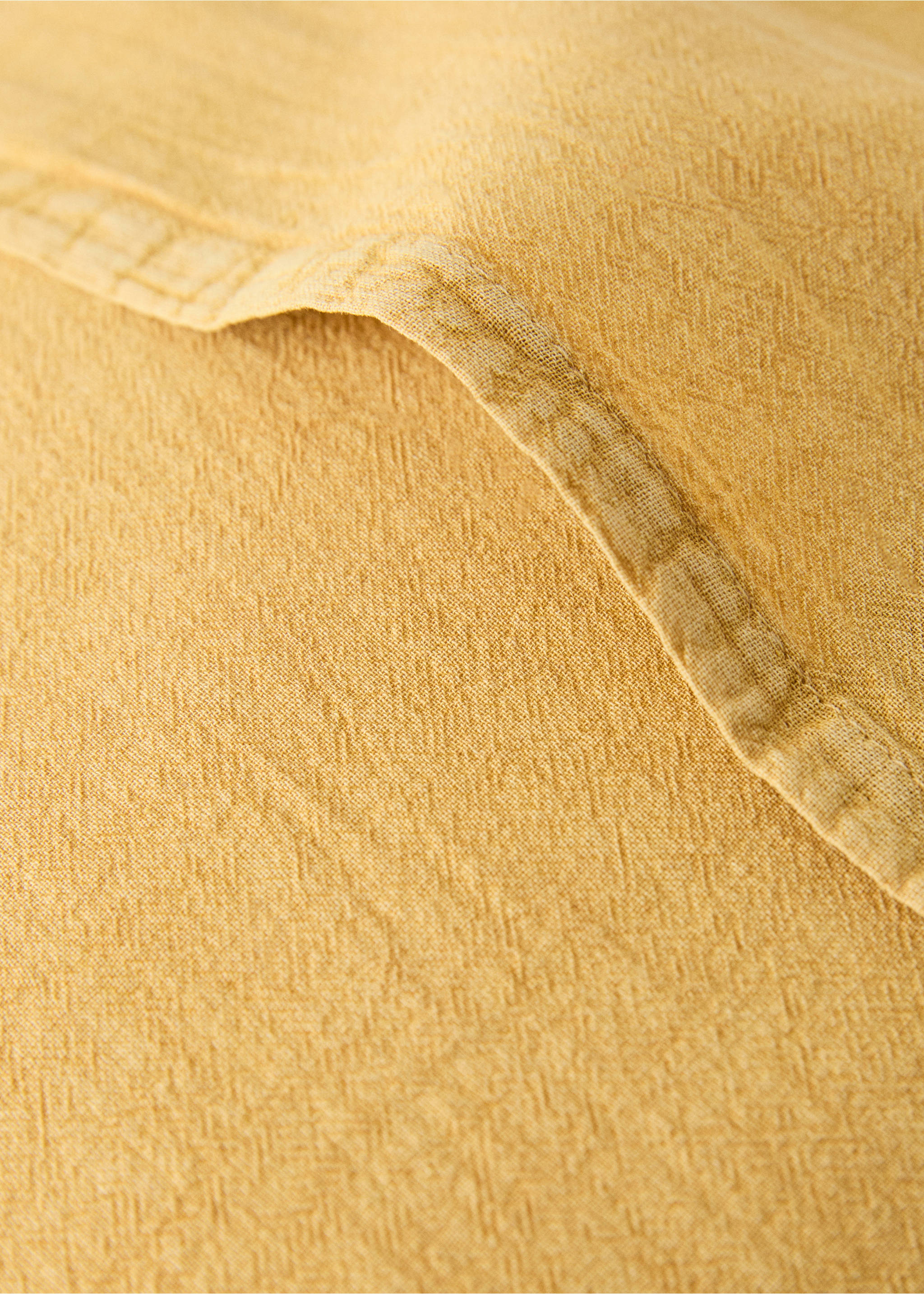 Washed cotton plaid children's bed cushion cover 40x40 cm - Details of the article 1, Mustard. Ref: 17073826-00.